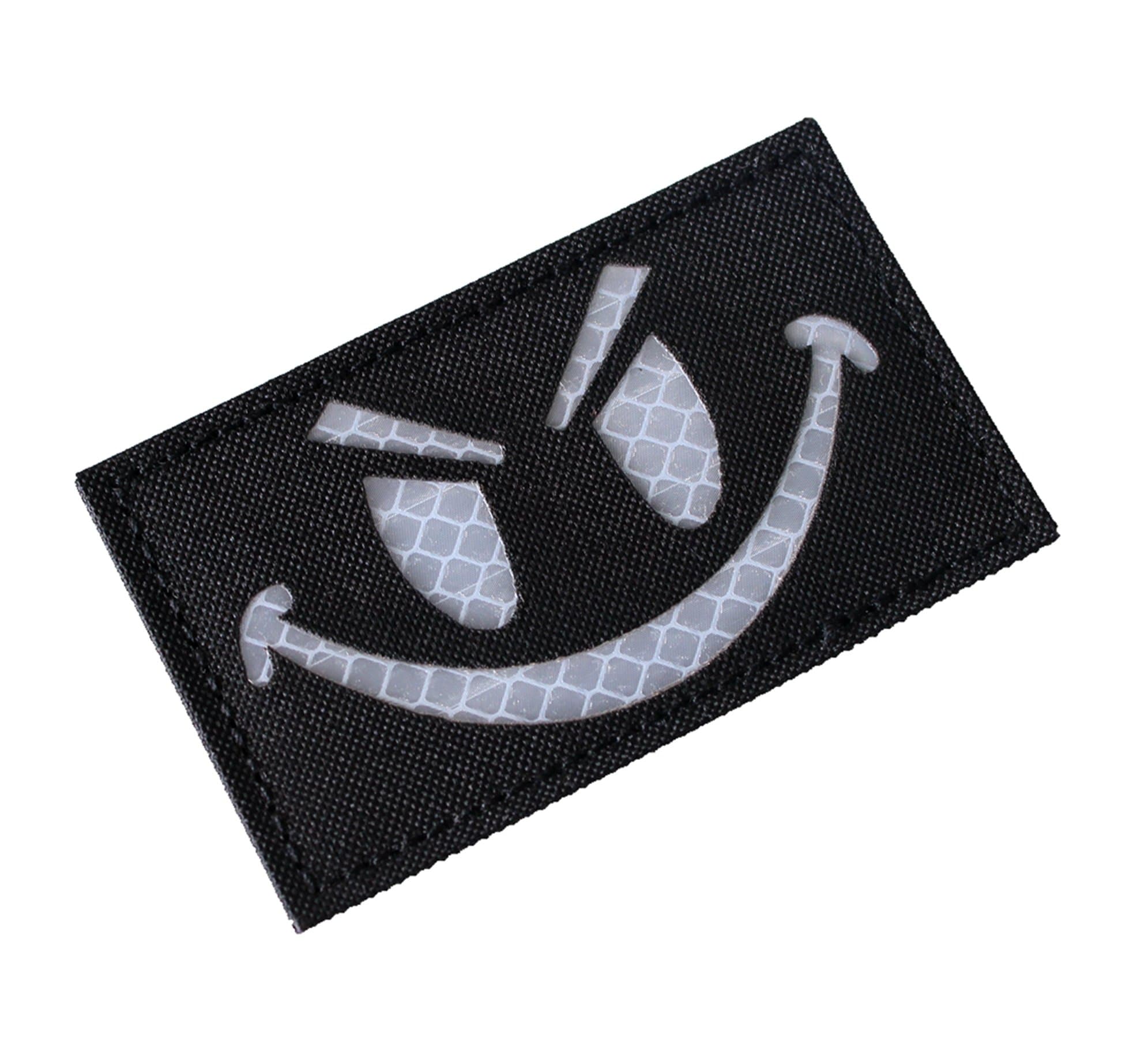 Hannah fit High Reflective Nylon Fabric Black Evil Smiley Face Tactical Patches（2x3.5 inch） (Black)