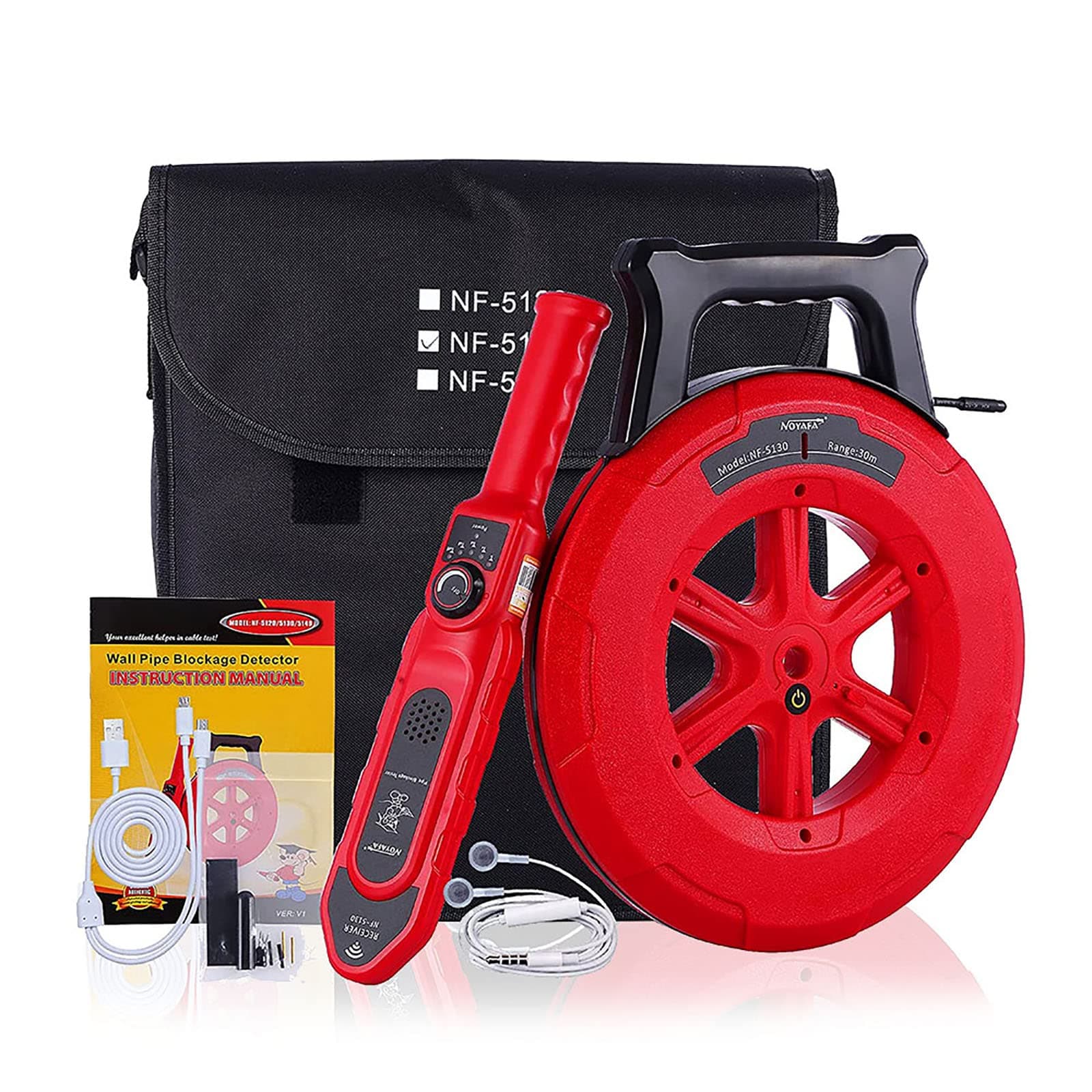 AKZER Pipe Locators, Pipe Blockage Detector, Handheld Waterproof Sensitivity Adjustable Wall Scanner, Pipeline Blocking Clogging Scanner for PVC Metal Water Pipes, 40m/15.7in