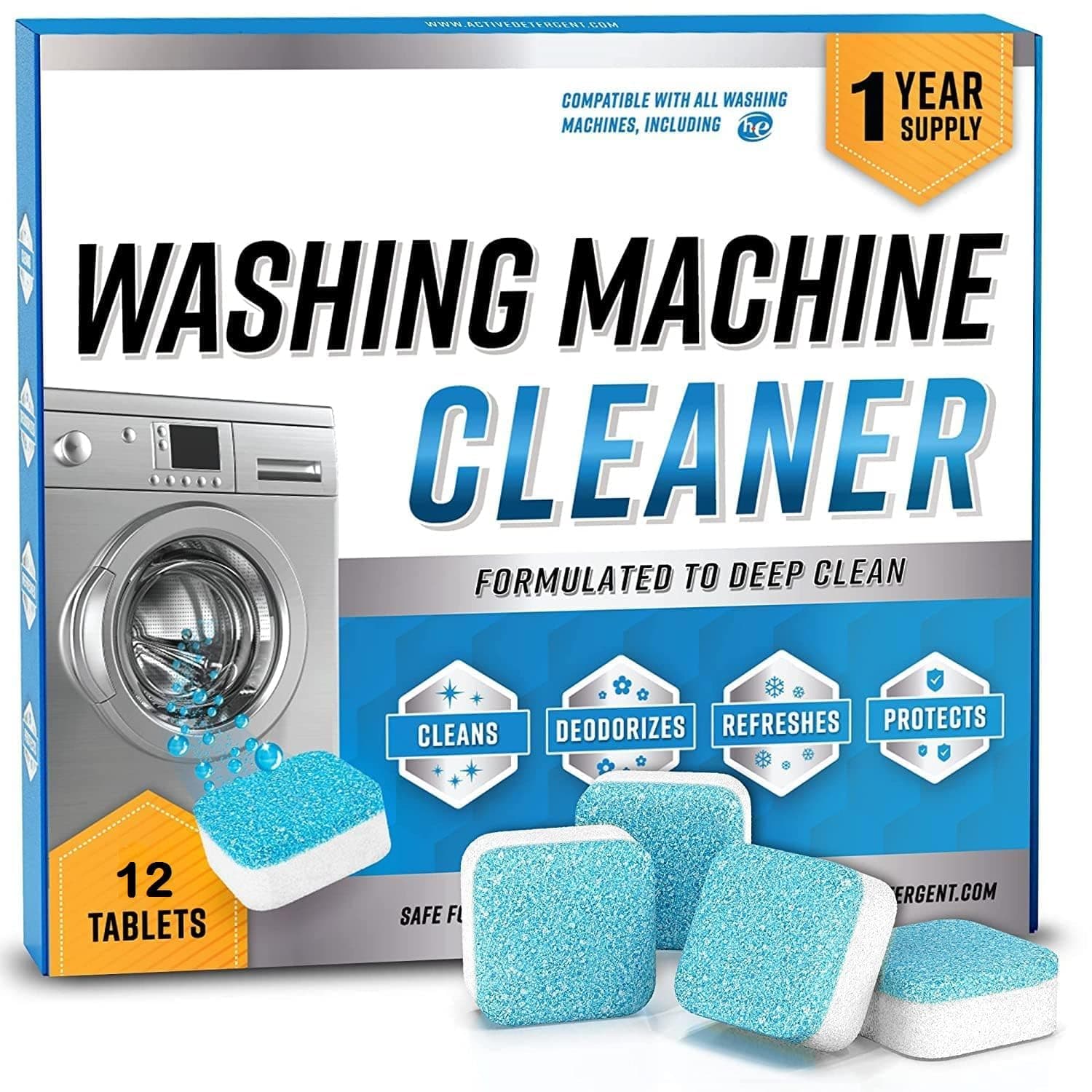 Xiqarn Washing Machine Cleaner Descaler - Deep Cleaning Tablets For HE Front Loader & Top Load Washer, Clean Inside Drum And Laundry Tub Seal (Washing Machine Cleaner (12)