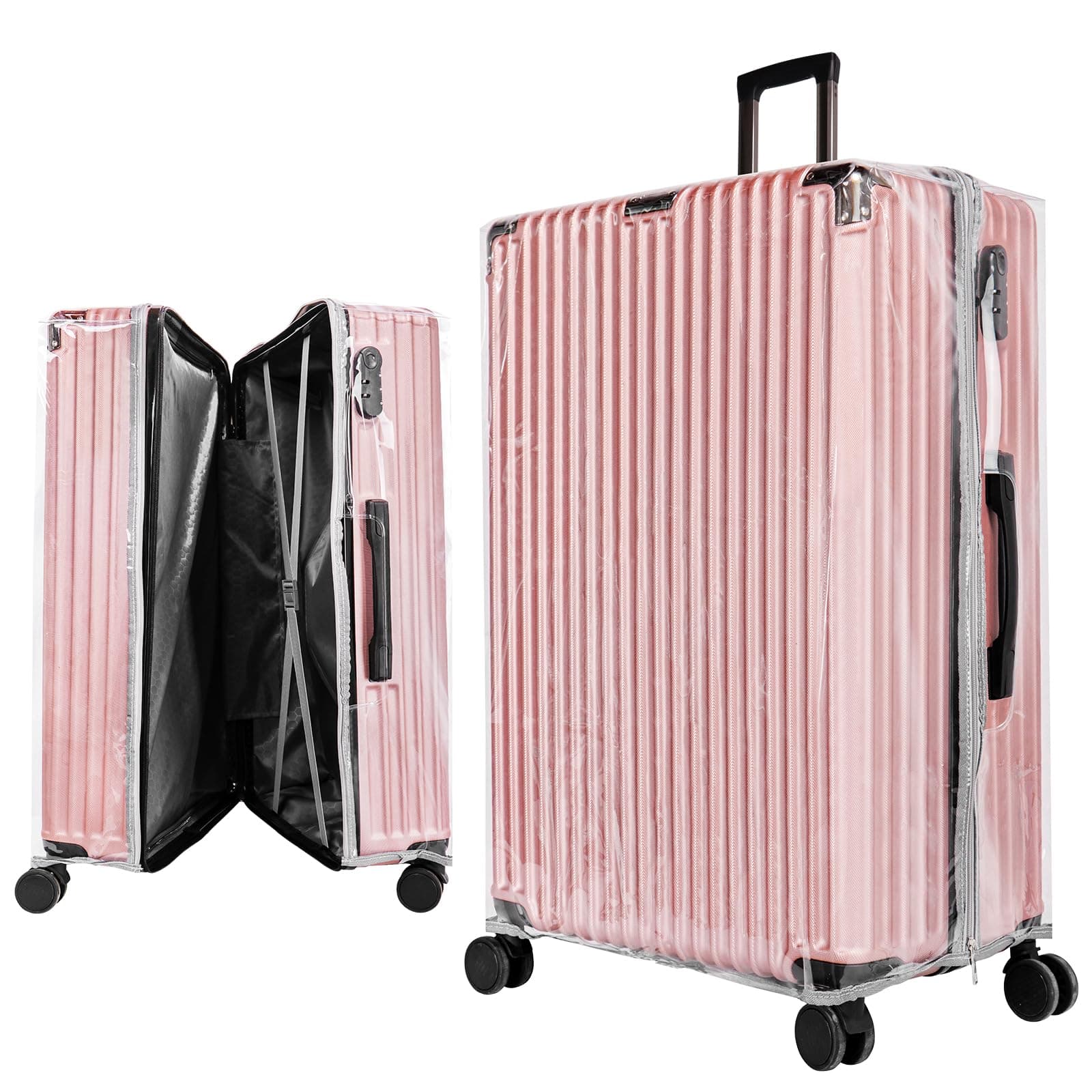 Yotako Clear PVC Suitcase Cover Protectors 24 28 30 Inch Luggage Cover for Suitcase, Conventional Luggage Protectors & Update Suitcase Zipper Covers
