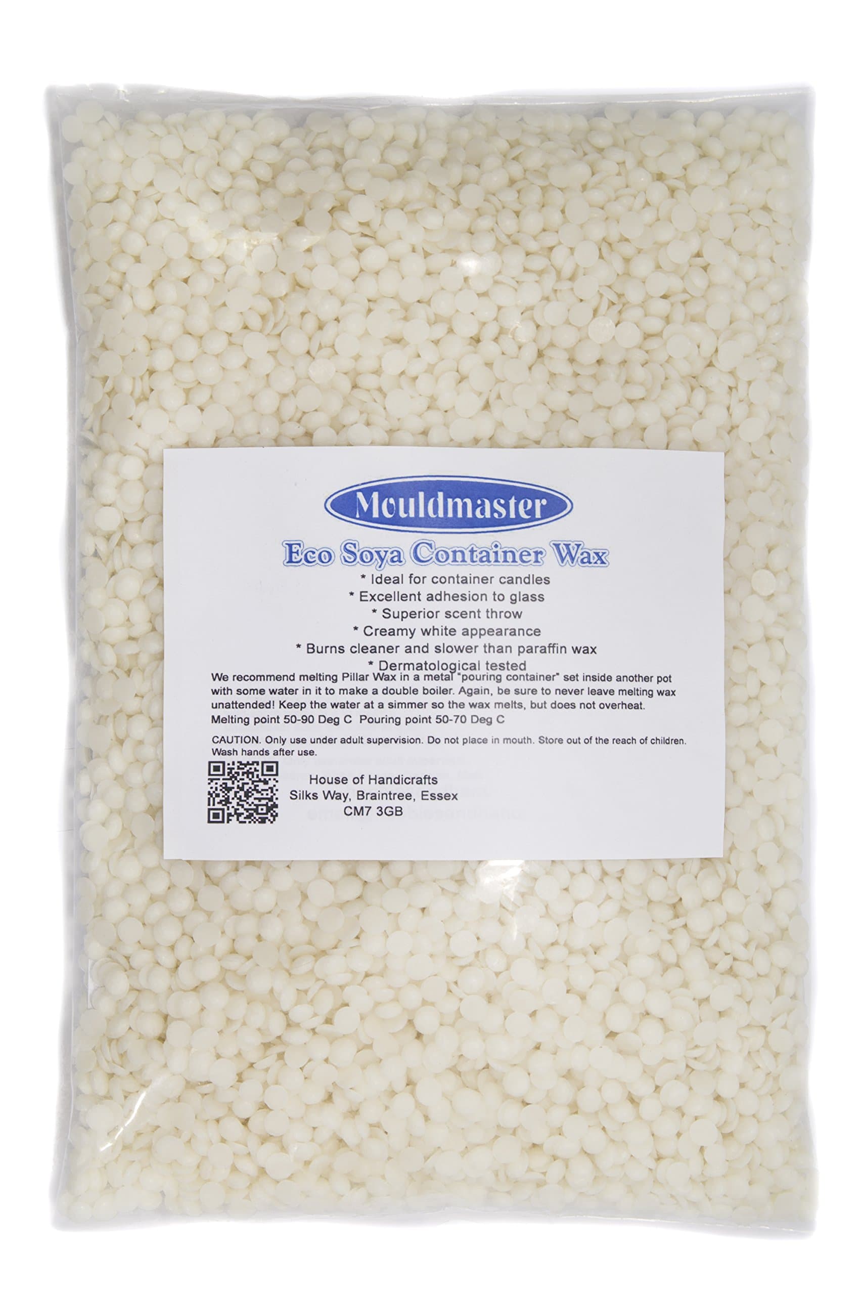 Mouldmaster Soy Container Candle Wax pellets 500g, SOYA, Cream/Off White, 24 x 12 x 1 cm