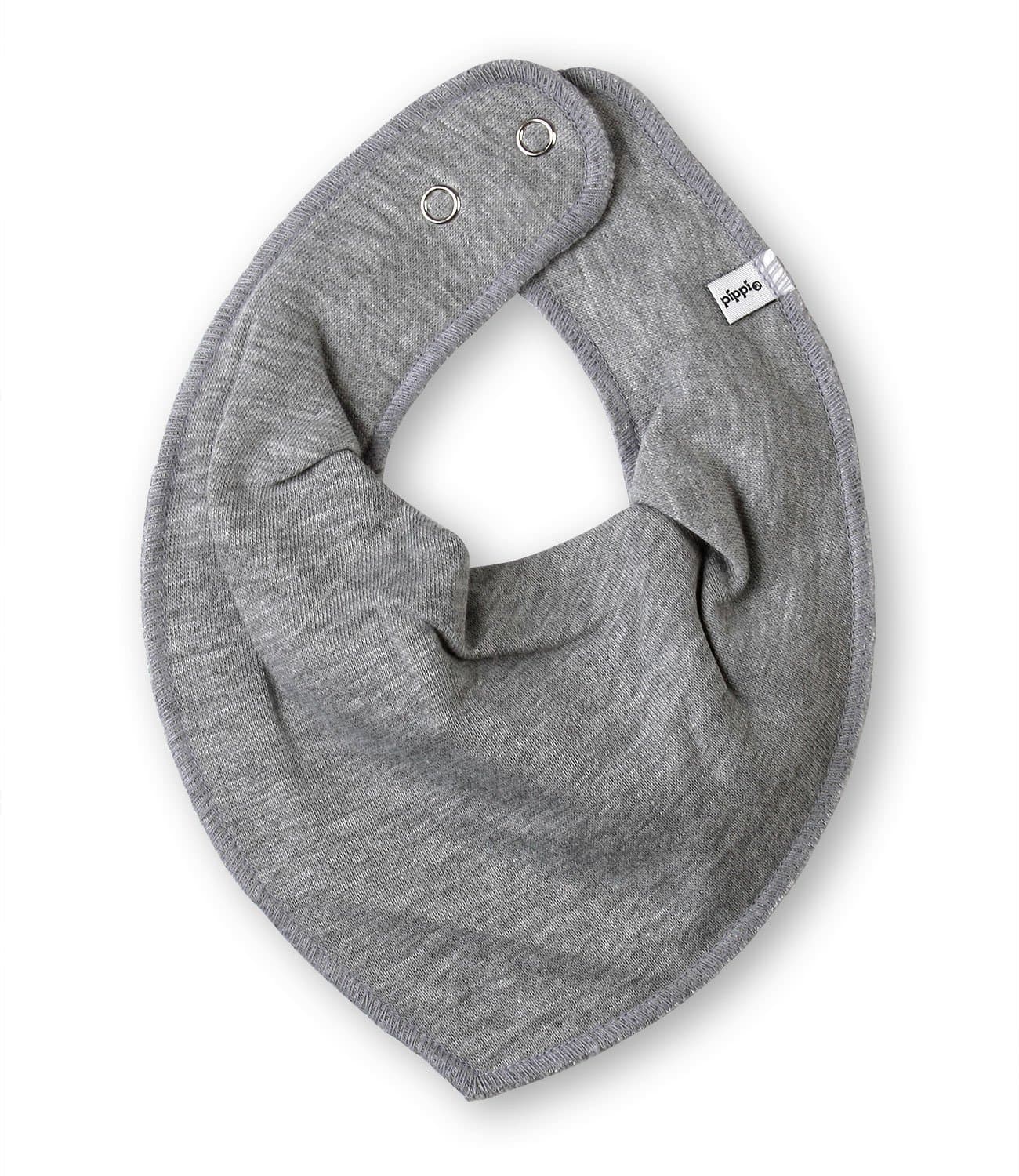 SCARF Triangle cloth Baby Kids with Push Buttons double-layer various Uni Colours - Light Grey, One Size Fits All