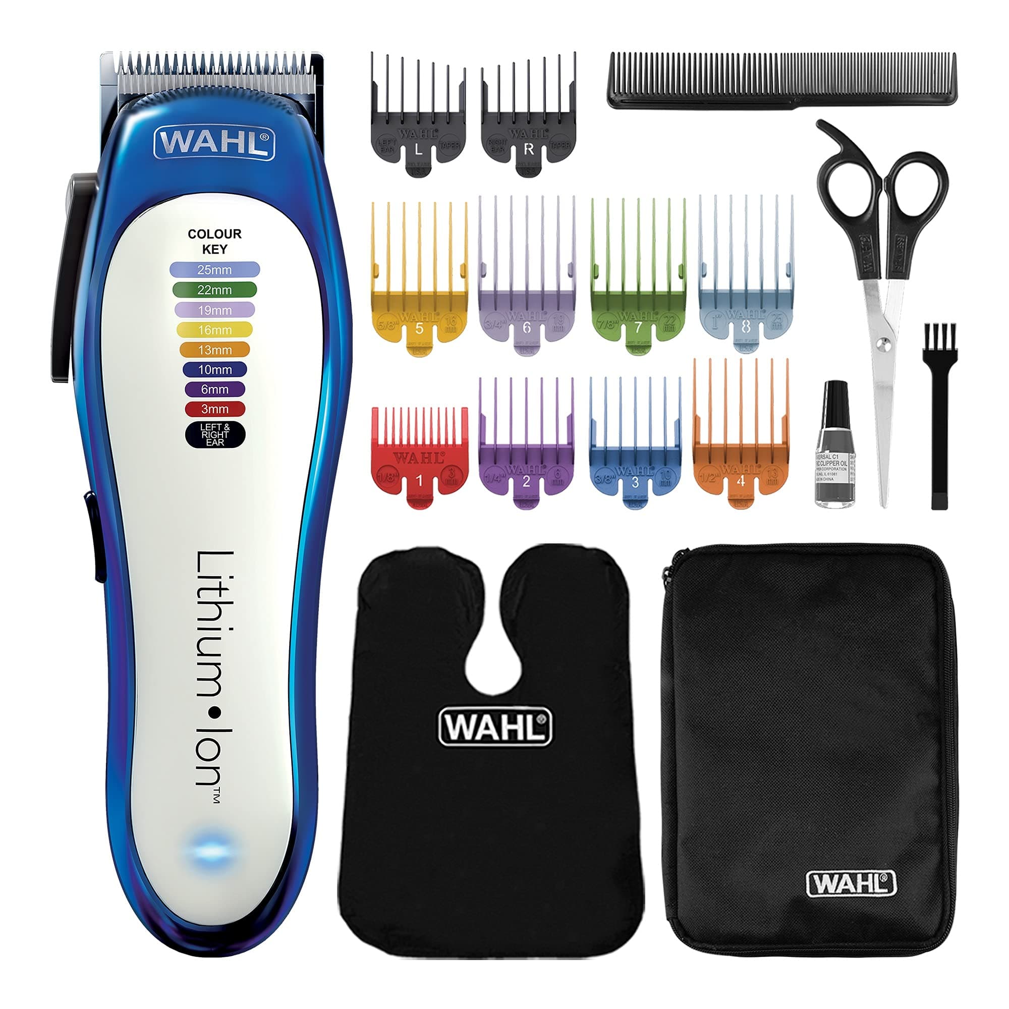 Colour Pro Cordless Clipper, Lithium Head Shaver, Men's Hair Clippers with Colour Coded Length Guides, Professional Quality, Home Haircutting Kit