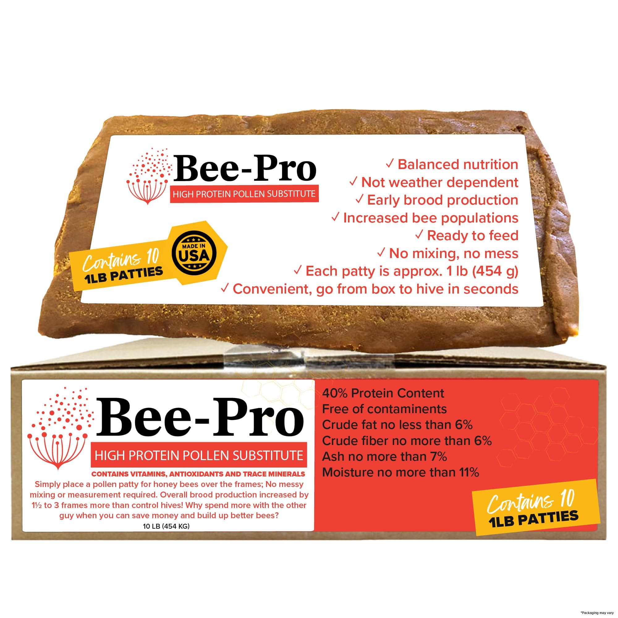 Mann Lake FD357 Bee Pro Patties with Pro Health, 10-Pound