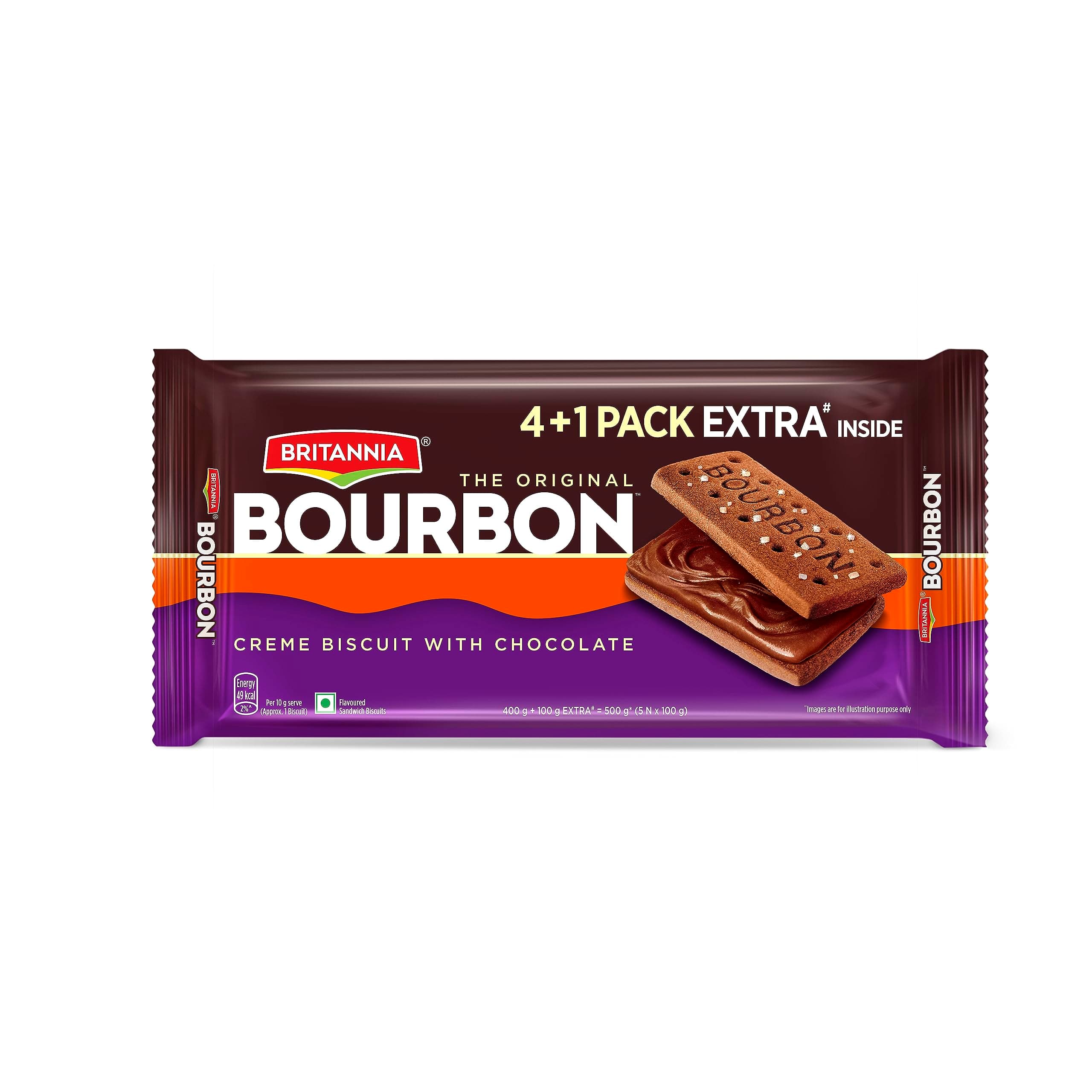 The Original Bourbon - Creme Biscuit with Chocolate | Buy 4 Get 1 Free | 500gm | Chocolatey Indulgence in every layer