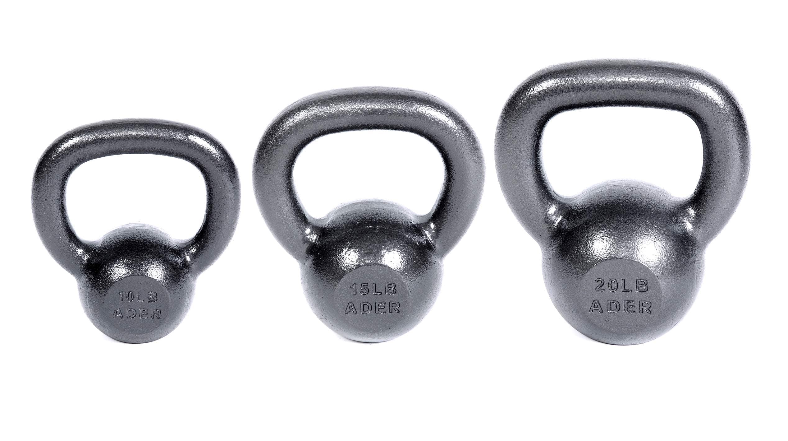 Ader Premier Kettlebell Weights Set- (10, 15, 20 Lb) w/DVD