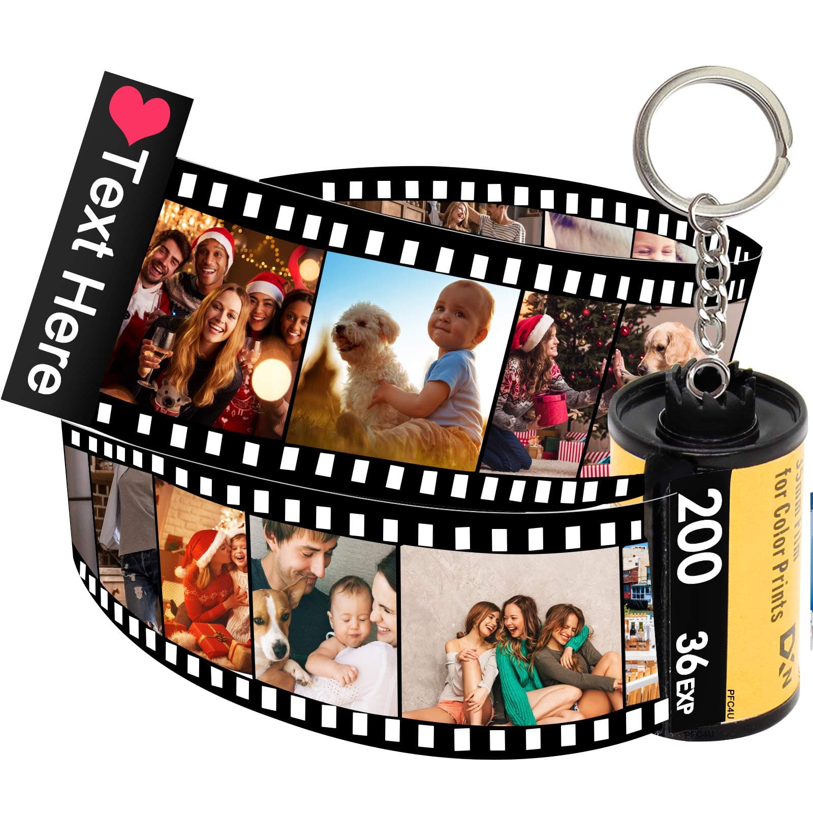 Personalized Camera Film Roll Keychain with Photo,Custom Personal Roll Keyring,Customized Pictures Gifts for Men Women