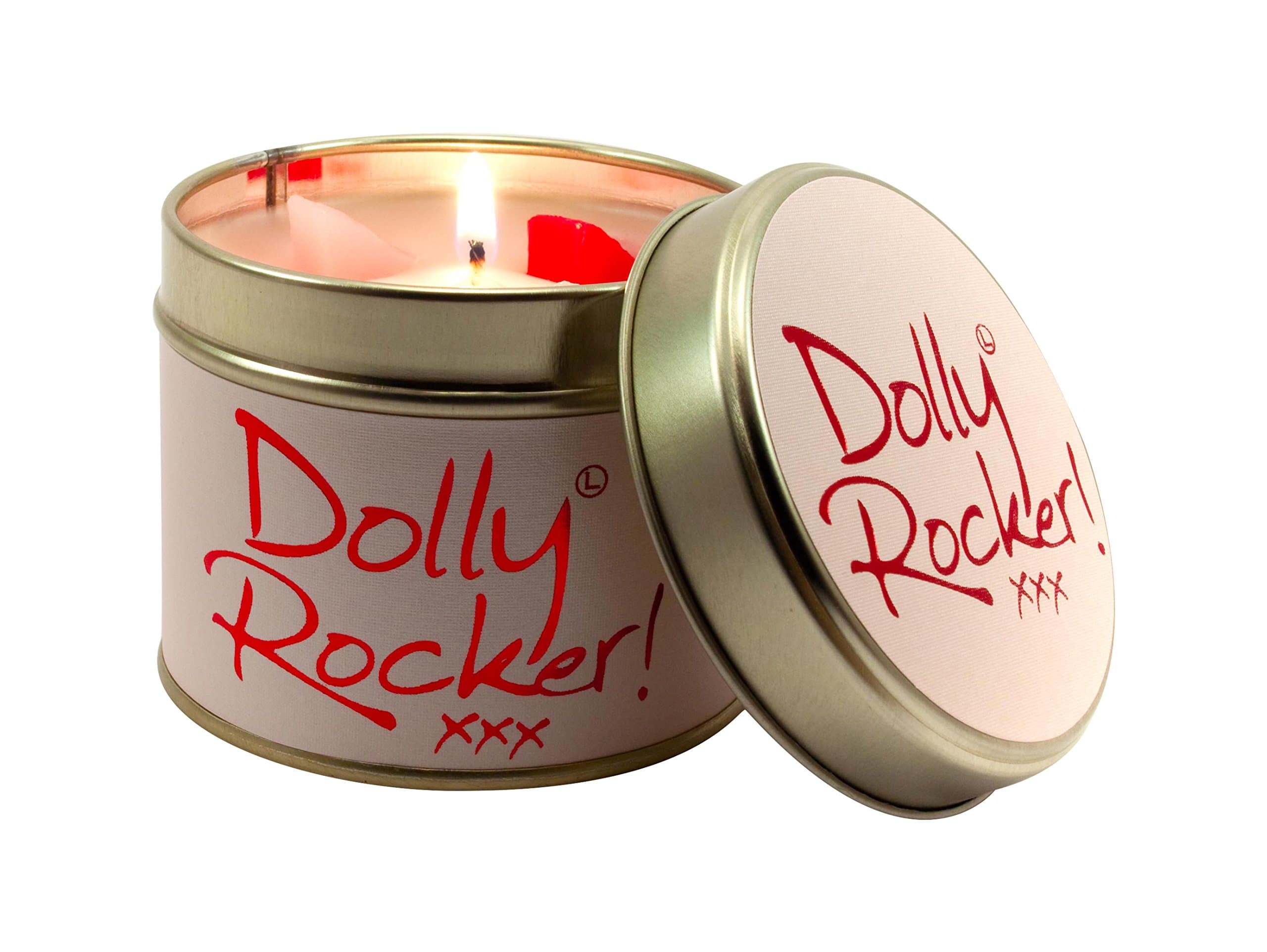 Dolly Rocker Tin, Pink, 7.7cm l x 7.7cm w x 6.6cm h
