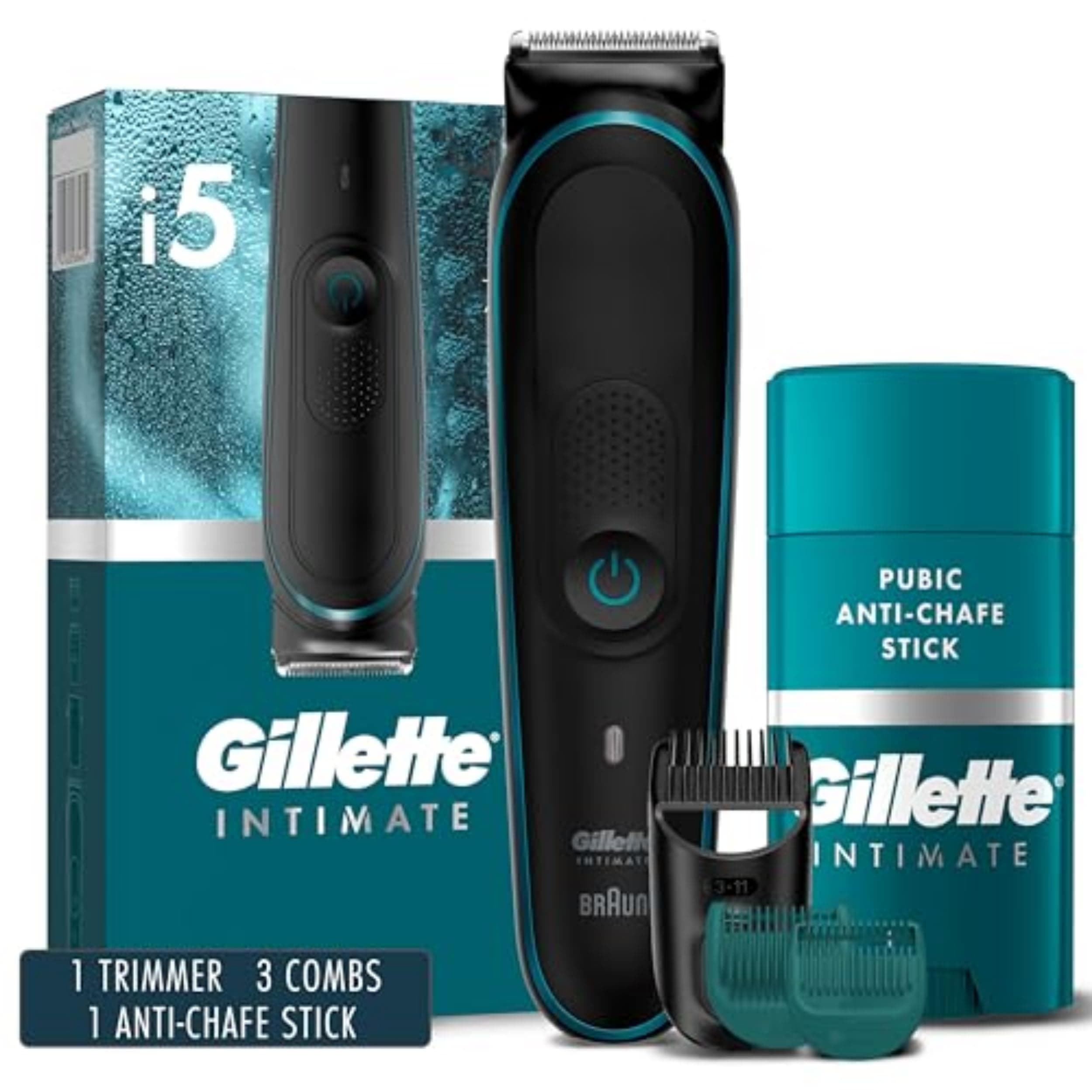 Intimate Men’s Pubic Hair Trimmer, SkinFirst Pubic Hair i5 Trimmer for Men, Waterproof, Cordless for Wet/Dry Use, Shaver for Men, Lifetime Sharp Blades, Includes Anti Chafe Stick, Gift Set