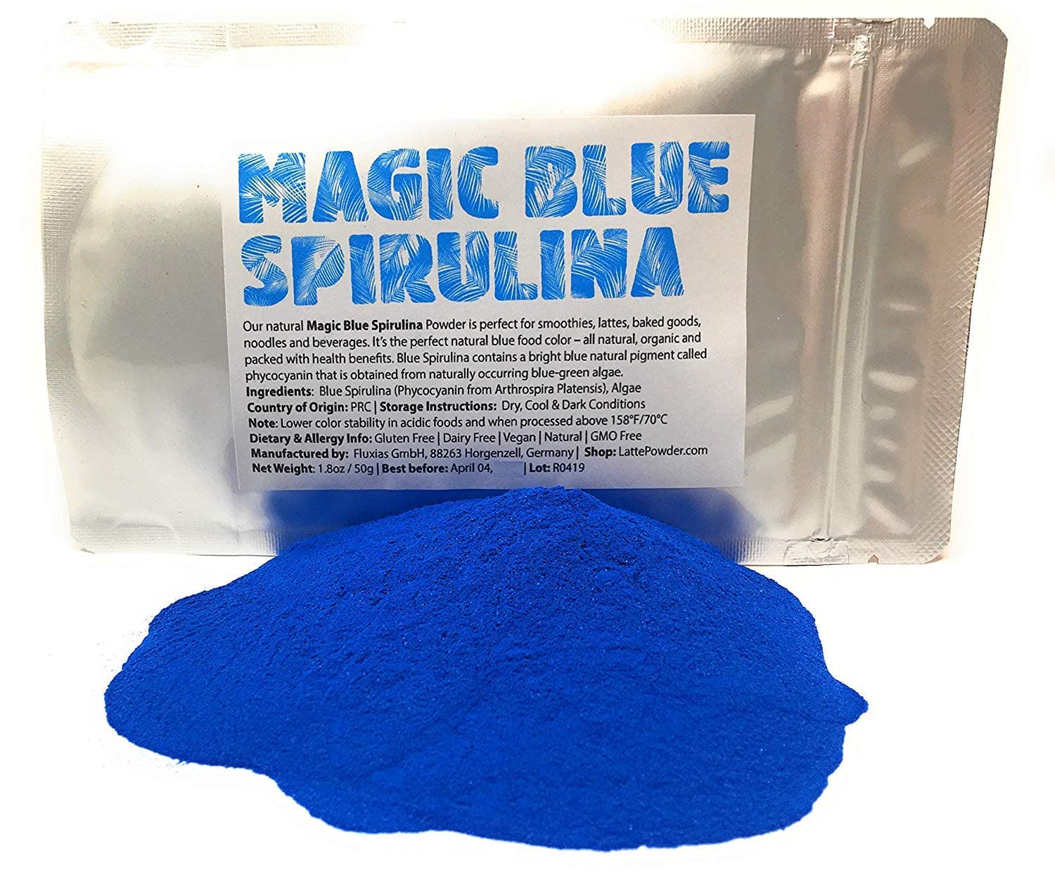 Magic Blue Spirulina Powder - All Natural Blue Food Coloring | Vibrant, Natural Blue Phycocyanin - Intense Blue Color, 100% Natural, No Fishy Taste, Vegan, Gluten Free | Net Weight: 1.76oz/50g