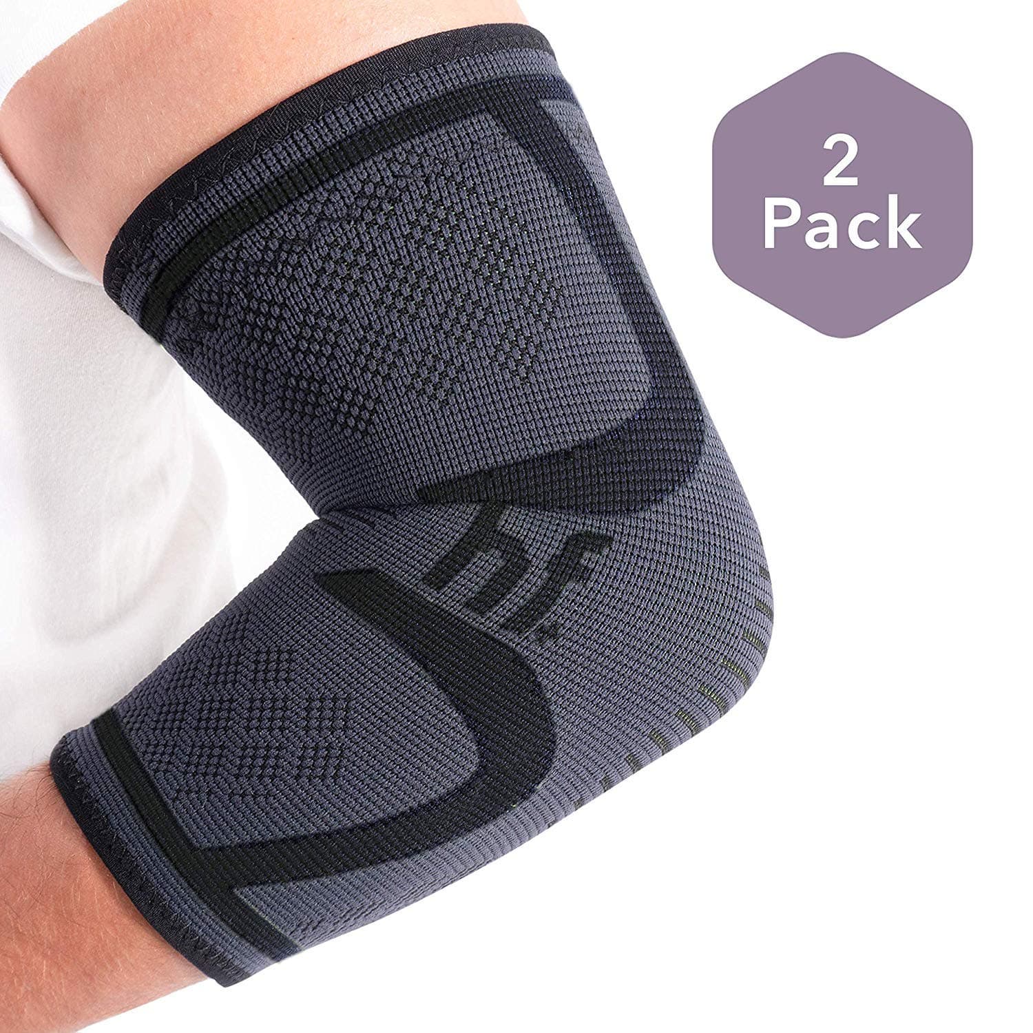 Recovery Elbow Brace Compression Sleeve and Pain Relief | Highest Content Elbow Brace for Women and Men | Support for Tendonitis, Weight Lifting, Workouts, Bowling, Golfers and Tennis Elbow, Arthritis