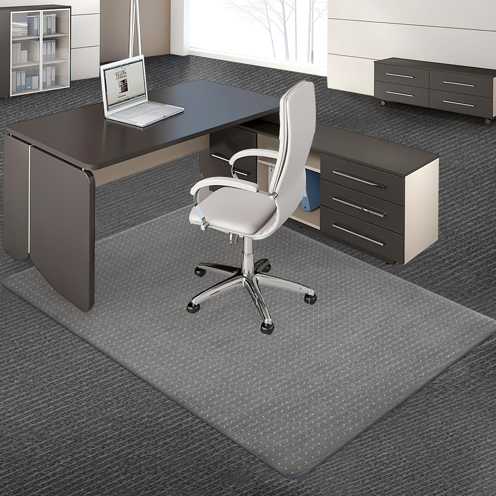 BesWin Office Chair Mat for Carpet, 48'' x 60'' Clear Floor Mat for Low and No Pile Carpeted Floors, Thick and Sturdy Carpet Protector for Work, Home, Gaming, Easy Glide and Flat Without Curling