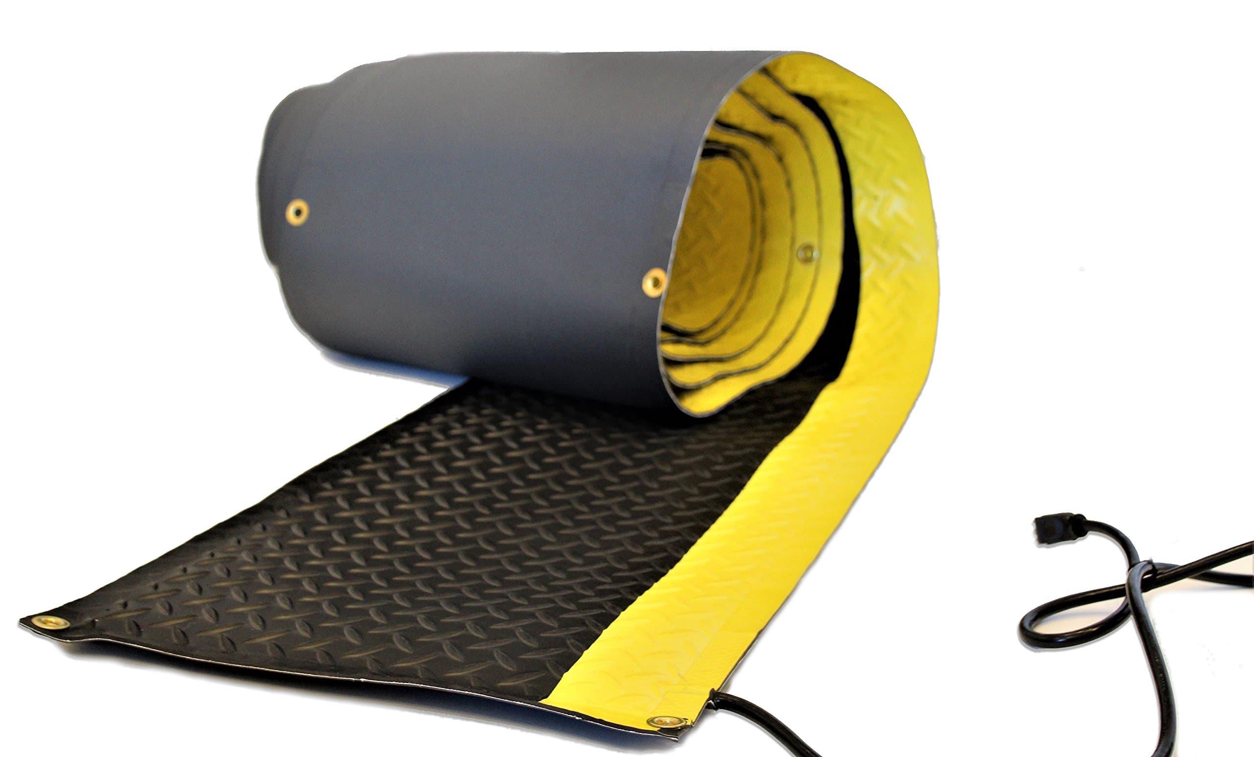 RHS Heated Walkway, Non-Slip Snow Melting mat, Diamond Shape Design for Extra Traction, Safety Bright Yellow Edge, Color Black, Helps Prevent Shoveling Your Walkway, Buy Factory Direct (15" W x 20'L)