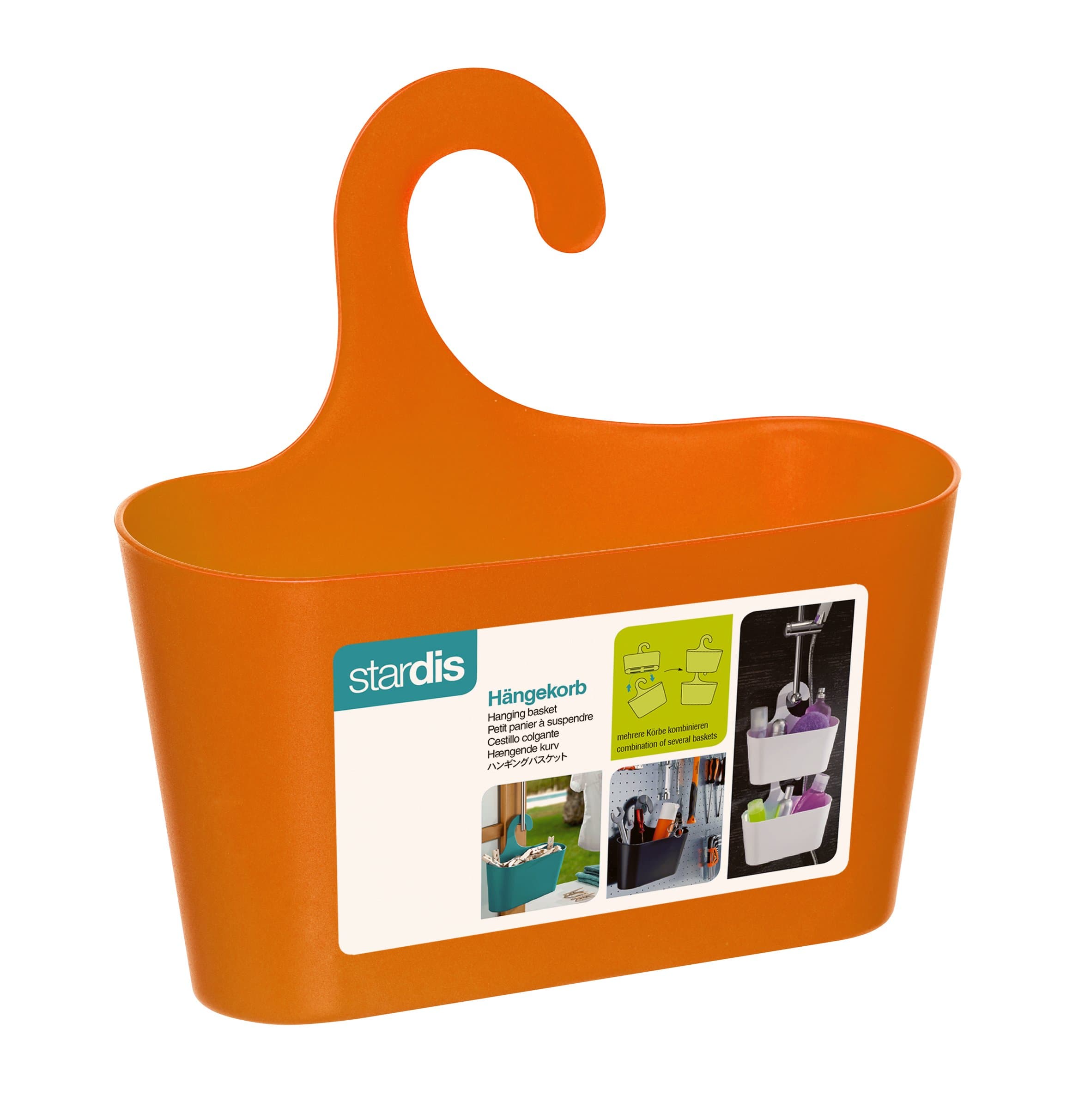 stardis Shower Basket Orange with Hook Hanging Caddy Organizer Plastic
