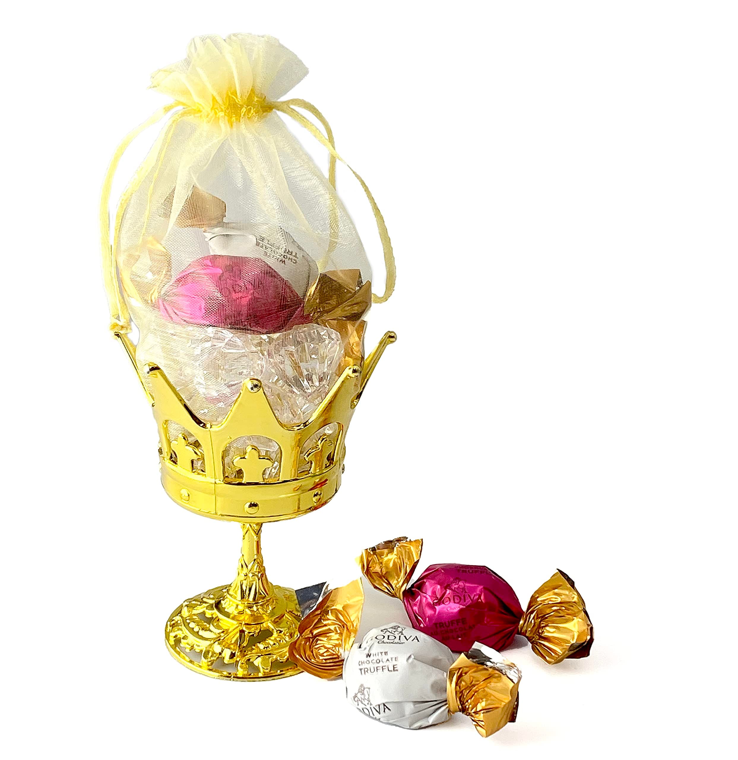 JC HUMMINGBIRD12 Pieces Fillable Crown Goblet with Pouch, Gold,