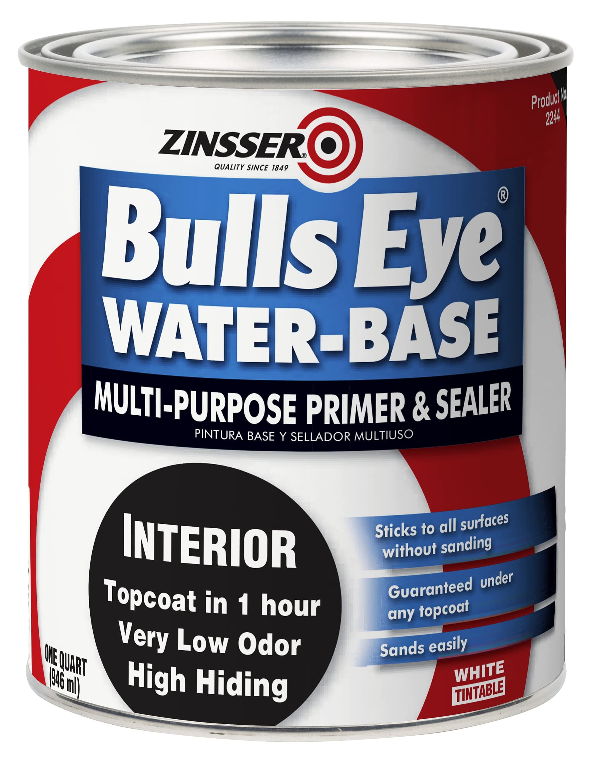 Zinsser 2244 Bulls Eye WB Primer Sealer, 32 Fl Oz (Pack of 1), White