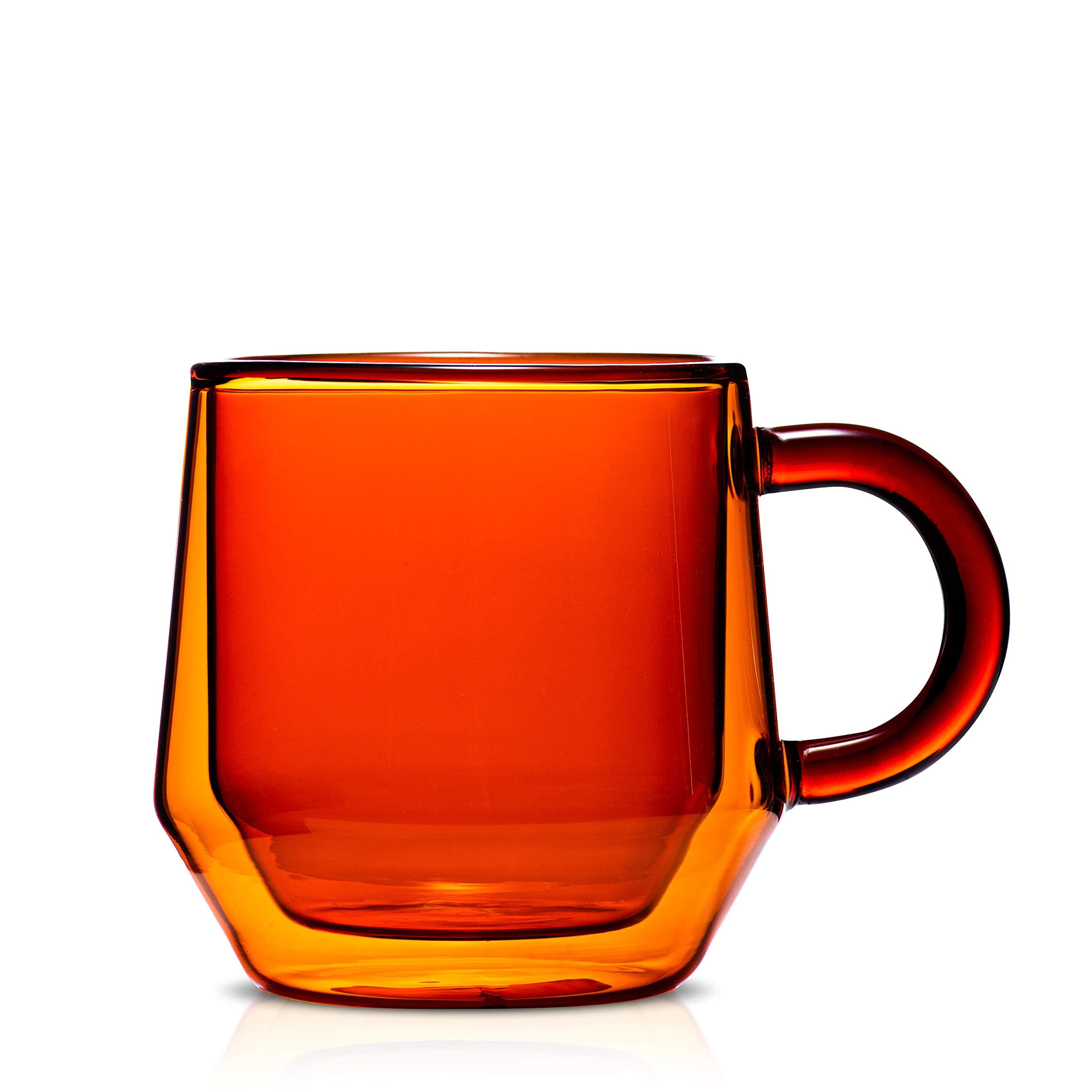 Hearth Double Walled Glass Coffee Mugs I 2, 8oz Amber Insulated Coffee Mugs With Handles I Perfect As Glass Tea Cups & Latte Cups | Fits Nespresso Lungo I Designed In The USA by Espresso Parts Ltd.