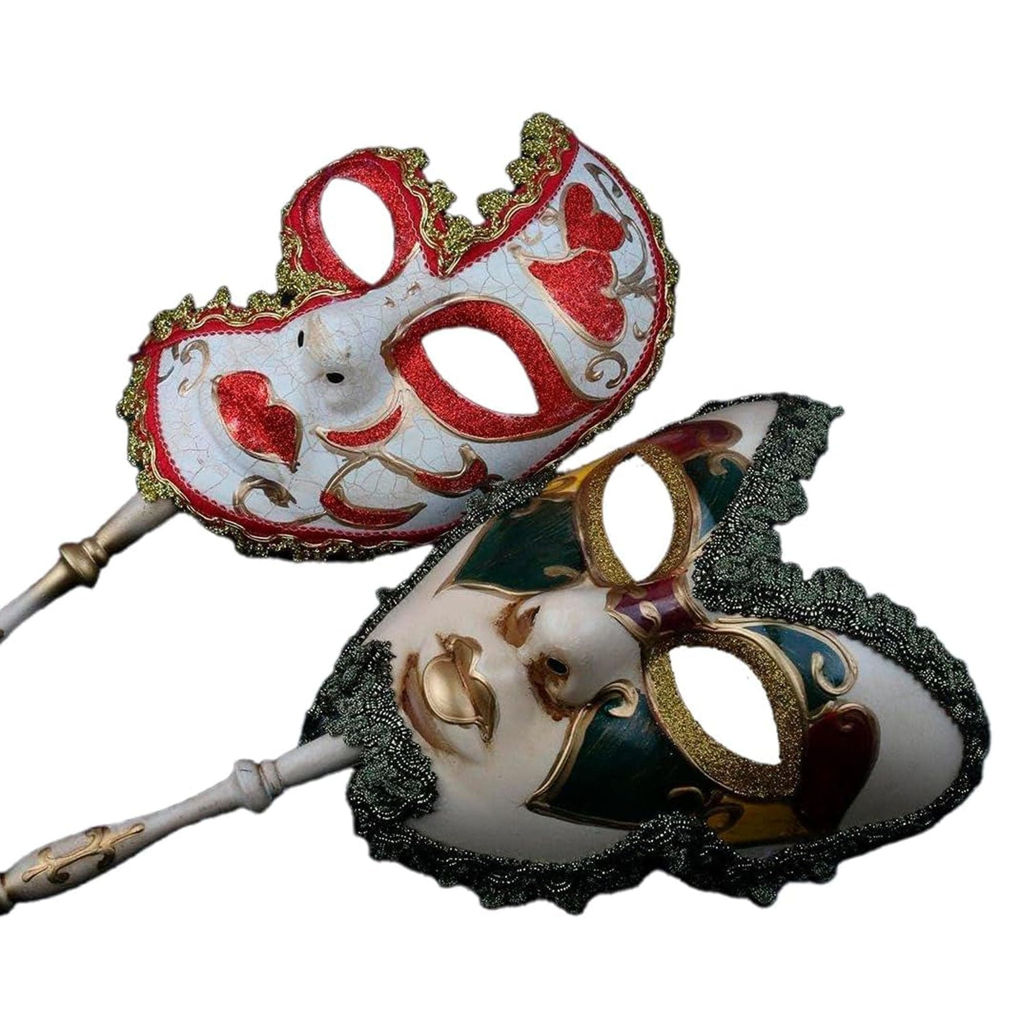 Venetian Masquerade Mask Set, Adult Carnival Costume Mask on Stick for Mardi Gras, Masquerade Ball & Party Decor