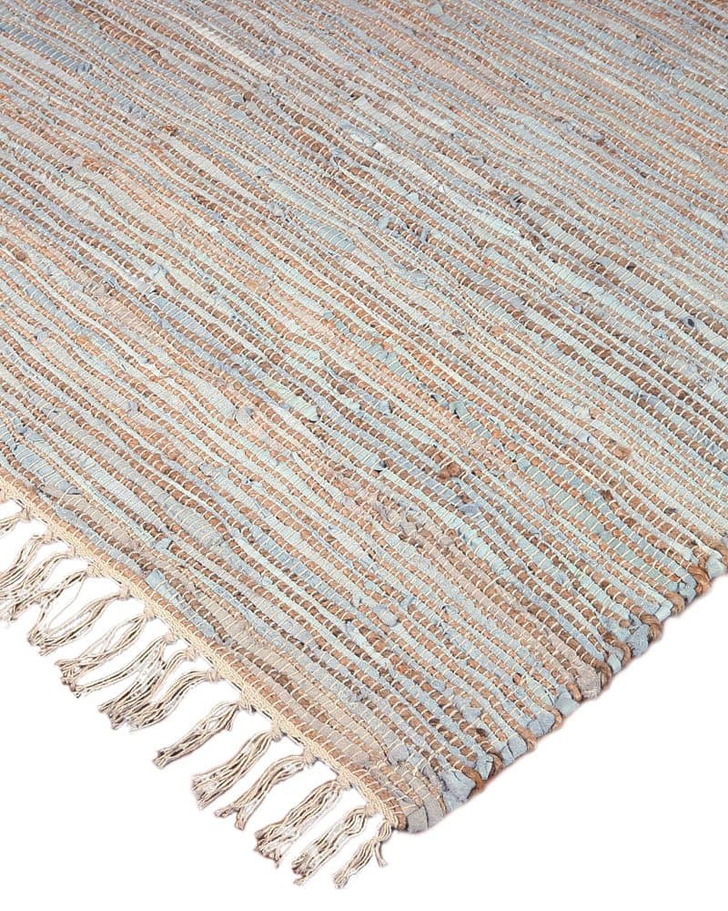 NaturalAreaRugs Brilliance Collection Natural Leather/Jute Fiber Rug, Handmade, 50% Leather, 40% Jute, 10% Cotton, Anti-Static, Durable, Stain Resistant, Eco-Friendly (8 Feet x 10 Feet) White Color