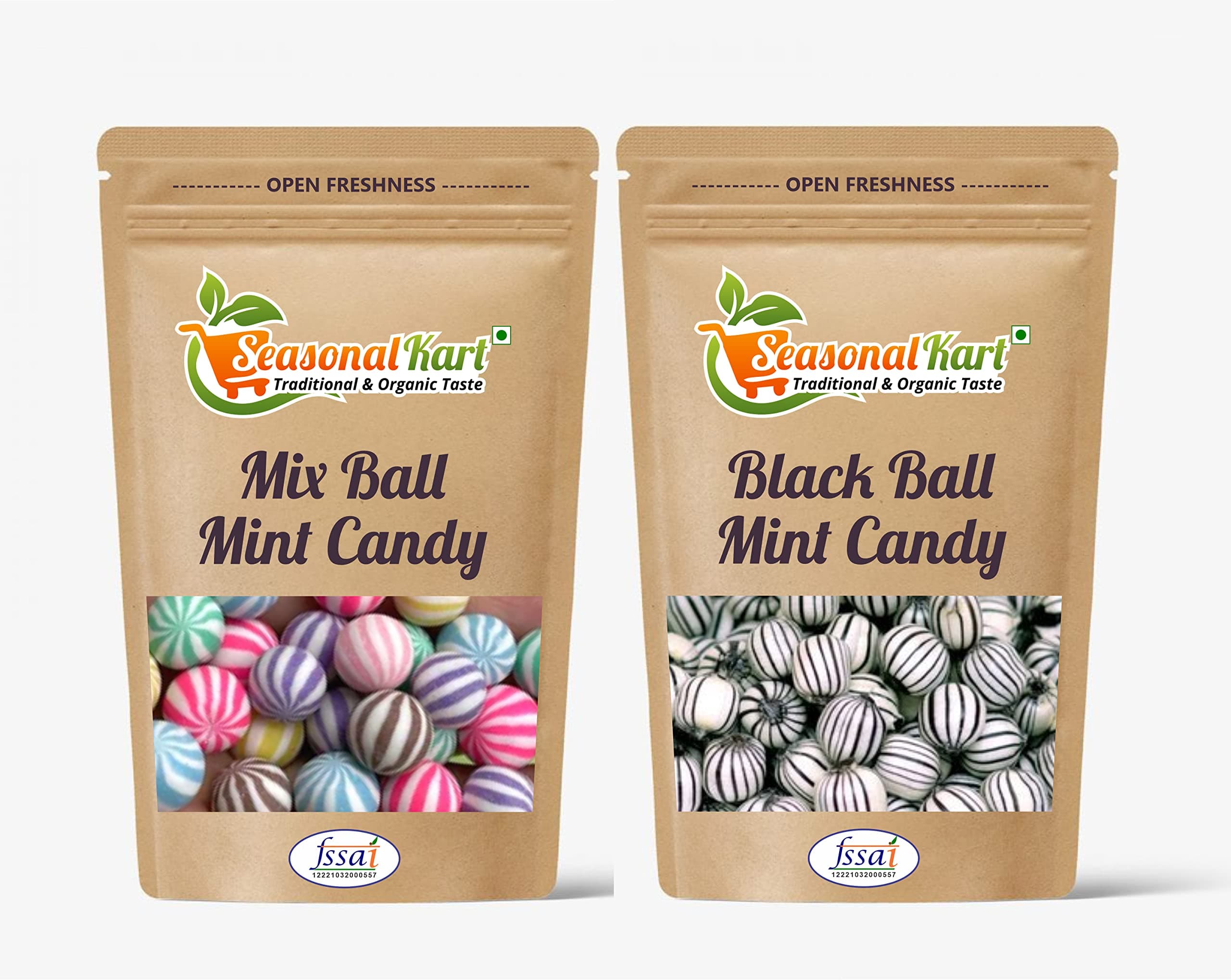 Combo Pack of Colorful Drops Candy 200 gm & Zebra Drops Black Balls Candy Mint 200 Grams Total 400 Grams