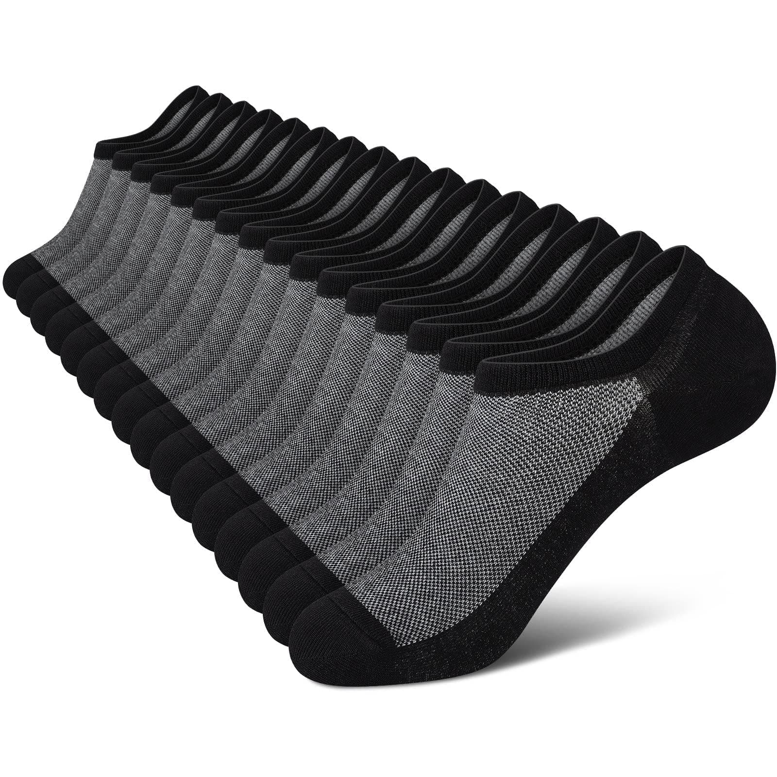 - No Show Socks Men, Low Cut Ankle Short Casual Cotton Socks with Non Slip Grips 6-10/11-13