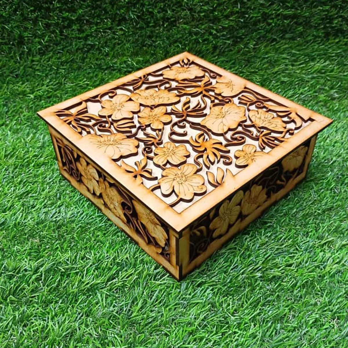 Occasion Decorative Trunk Box Wooden Gifting jewellery Box for Good Luck Decorative Case For Women, Girls, Necklaces, Gold, Storage, Money, Wedding Gift for various Occasions (Square)