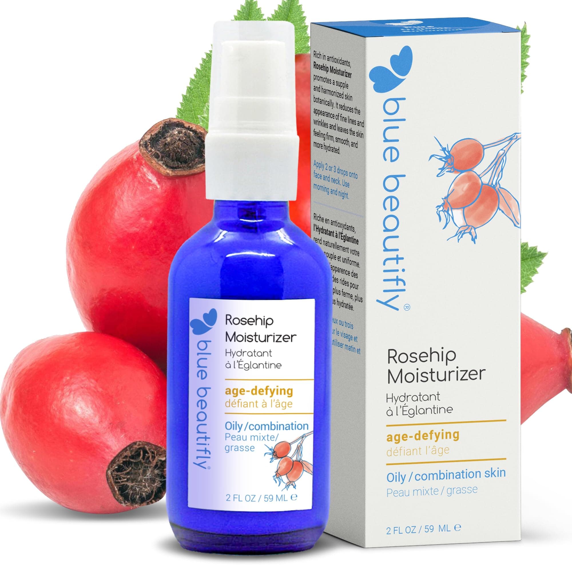 Rosehip Face Moisturizer - Restores Elasticity, Boosts Collagen, and Protects the Skin - Hyaluronic Acid Moisturizer Super-Charged with Ribose, and Marine Pine Bark Extract - 2 fl oz