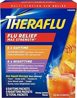 Max Strength Daytime Flu Symptom Relief - 6 Ct Plus Max Strength Nighttime Flu Medicine for Flu Symptom Relief - 6 Ct Combo, 12 Count (Pack of 1)