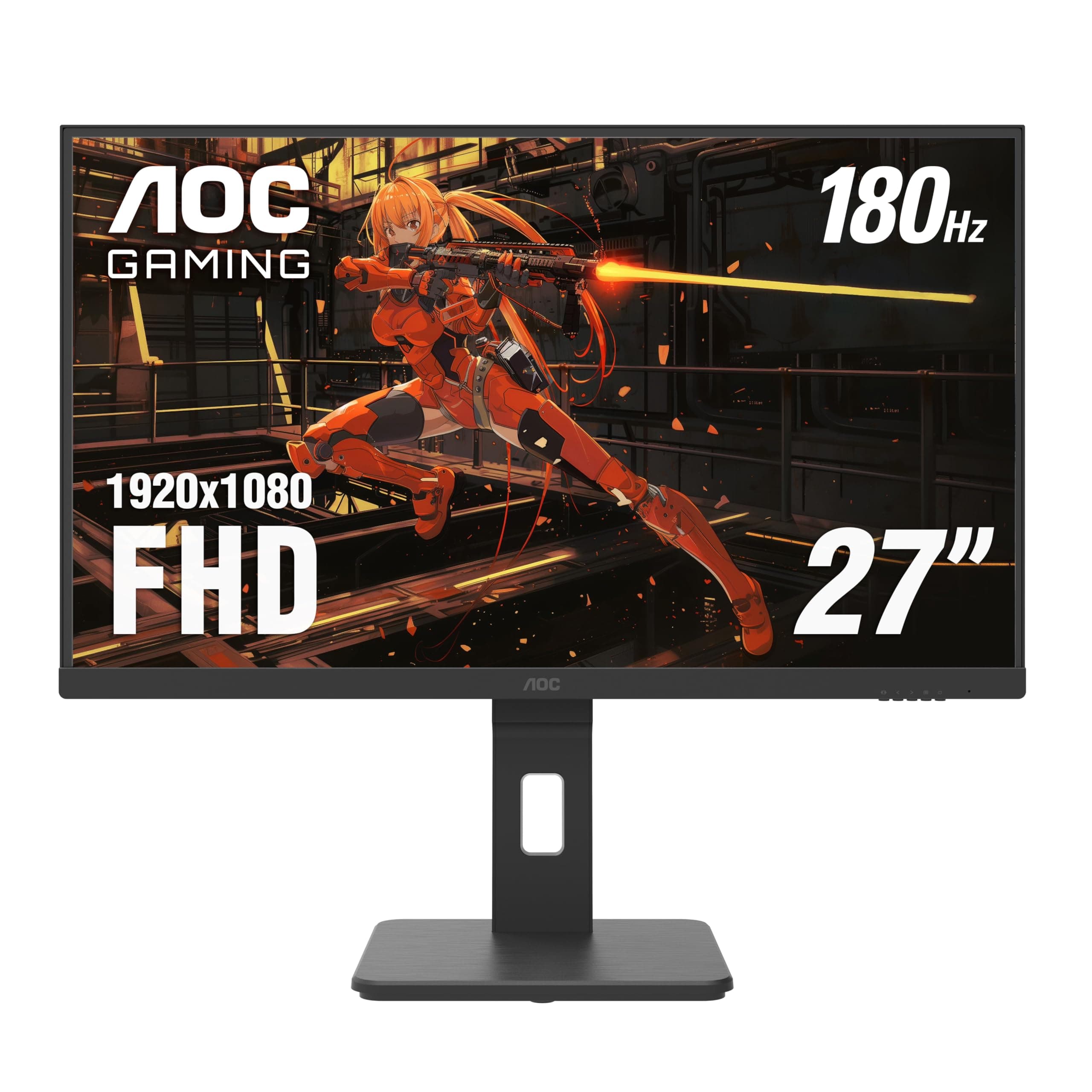 AOC 27G15 27 inch Gaming Monitor, Full HD 1920x1080, 180Hz 1ms, 1x HDMI 2.0, 1x Display Port, AMD FreeSync, HDR10, Pivot & Height Adjustable, Console Gaming Ready, 3-Year Zero-Bright-Dot