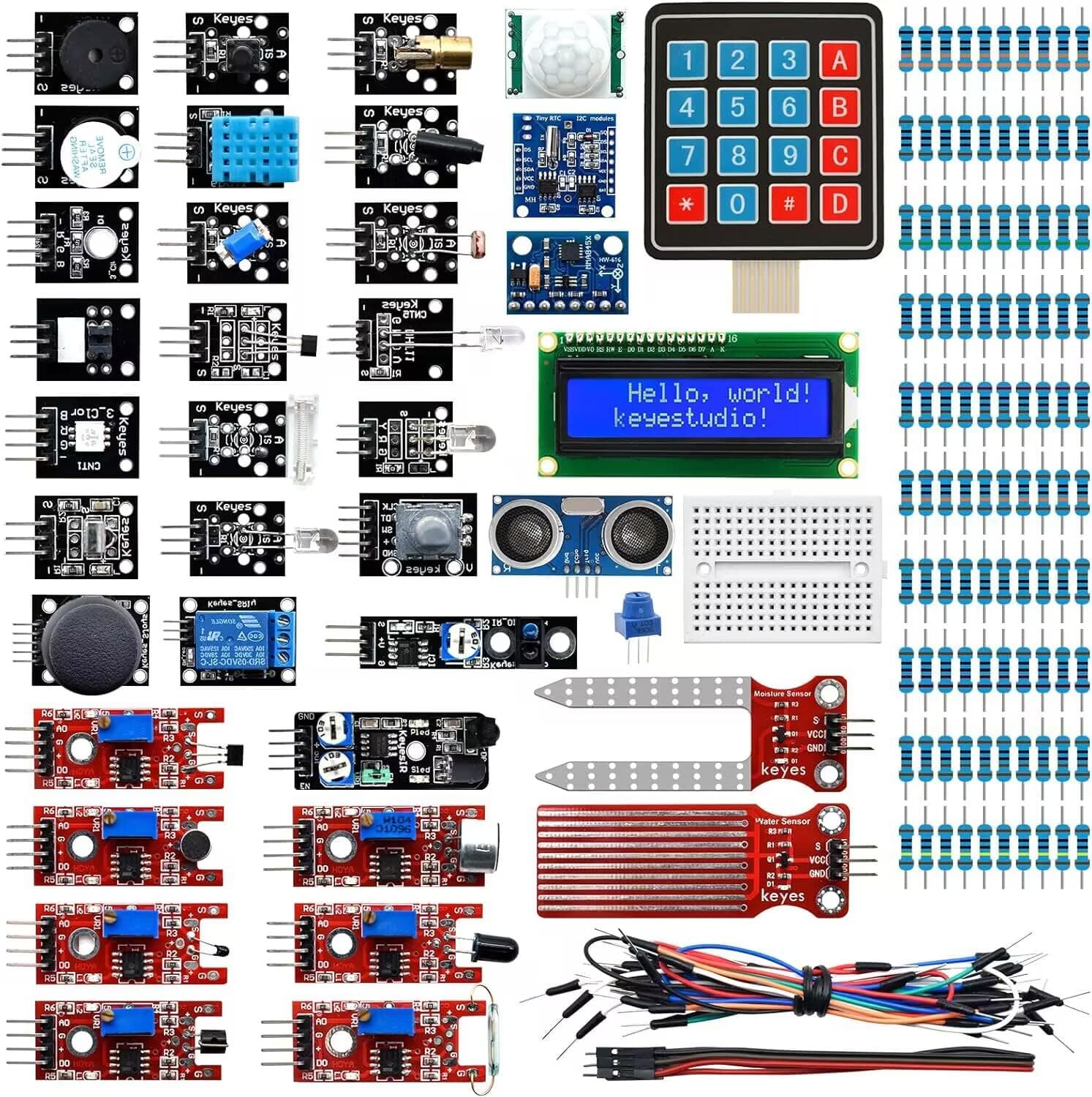 KEYESTUDIO 37 in 1 Sensor Kit for arduino,Compatible for Various microcontrollers and Raspberry Pi