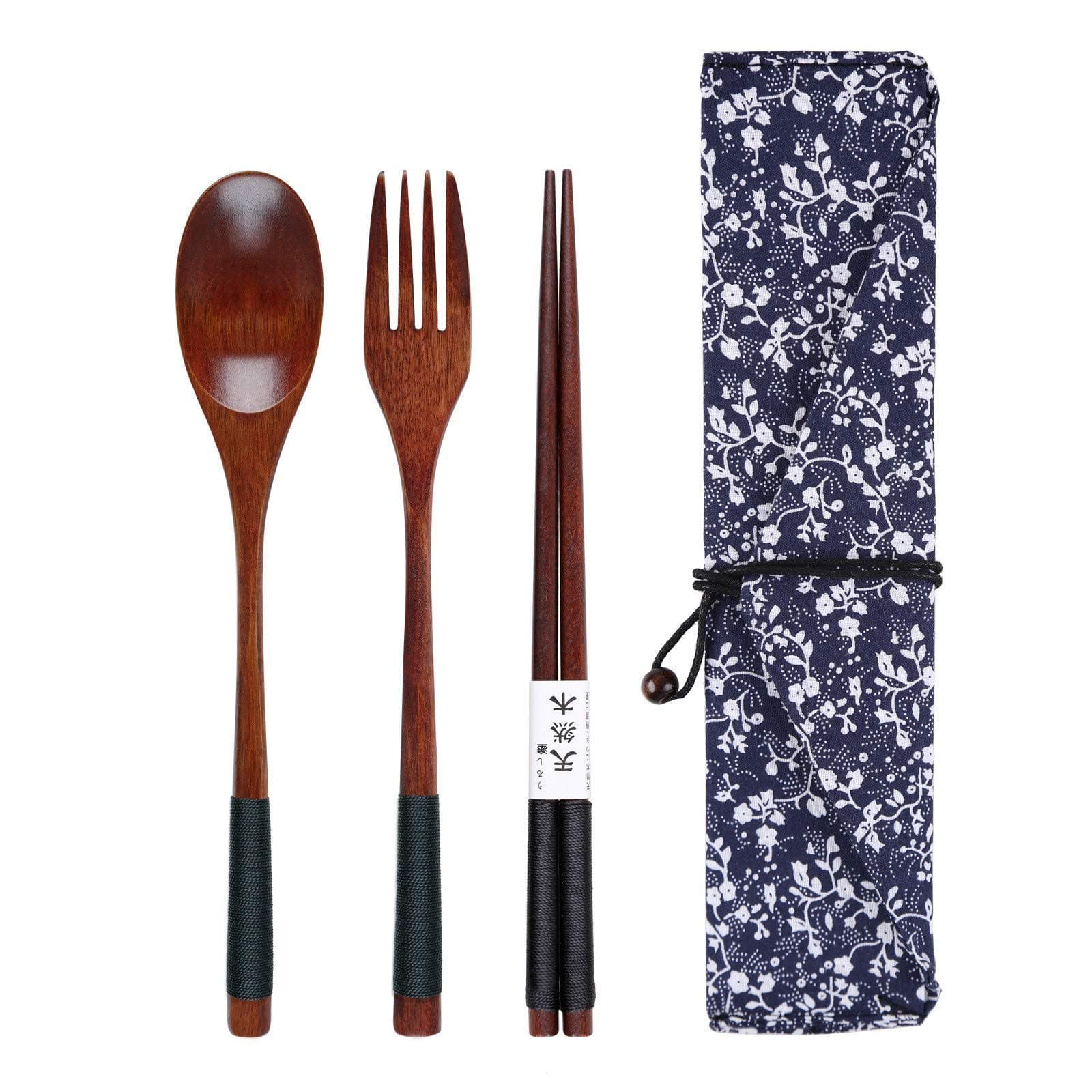 Fiaya Bamboo Dinner Set Bamboo Utensils Cutlery Set Reusable Cutlery Travel Set Eco-Friendly Wooden Silverware for Kids & Adults Outdoor Portable Utensils with Case