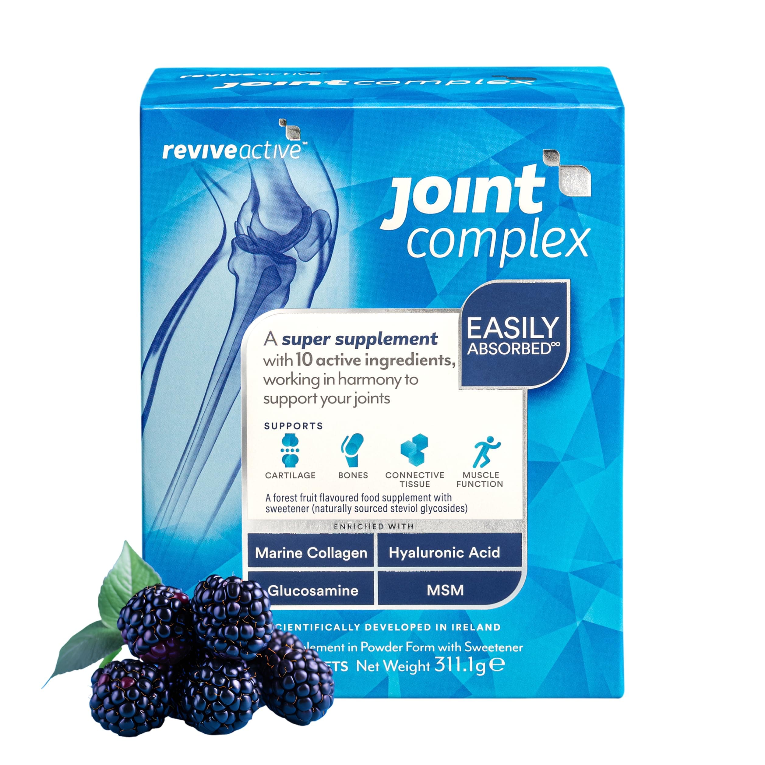 Joint Complex by Revive Active - A Daily Sachet - Contributes to The Support of Joints, Cartilage, Bones & Muscle Function with Marine Collagen, Hyaluronic Acid, Glucosamine - 30 Days Supply