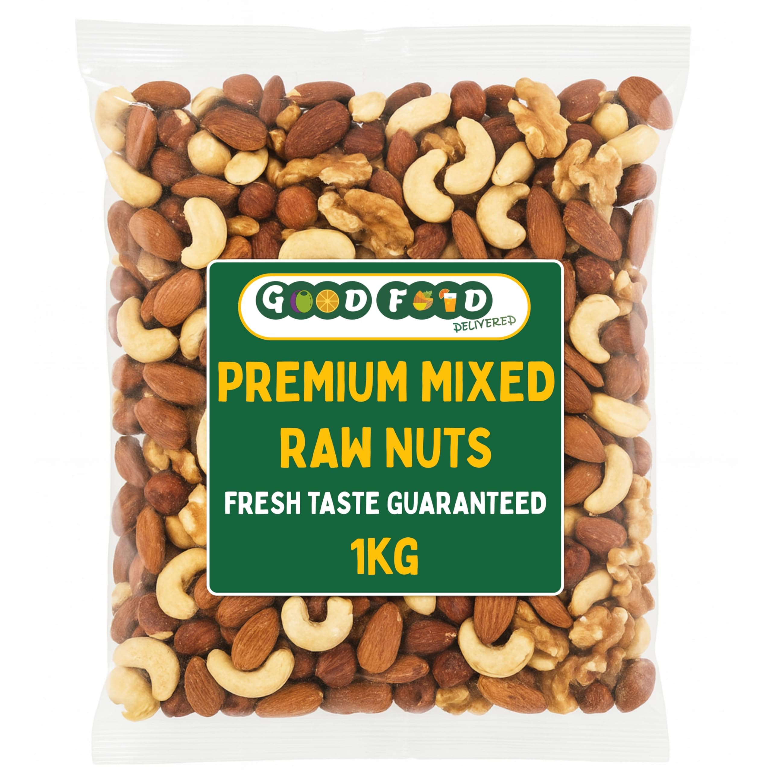 GoodFoodDelivered Mixed Raw Nuts 1kg – Premium Quality - Raw & Unsalted Cashews, Almonds, Hazelnuts, Walnuts – Great for Healthy Snacks, Vegetarian & Vegan Diets