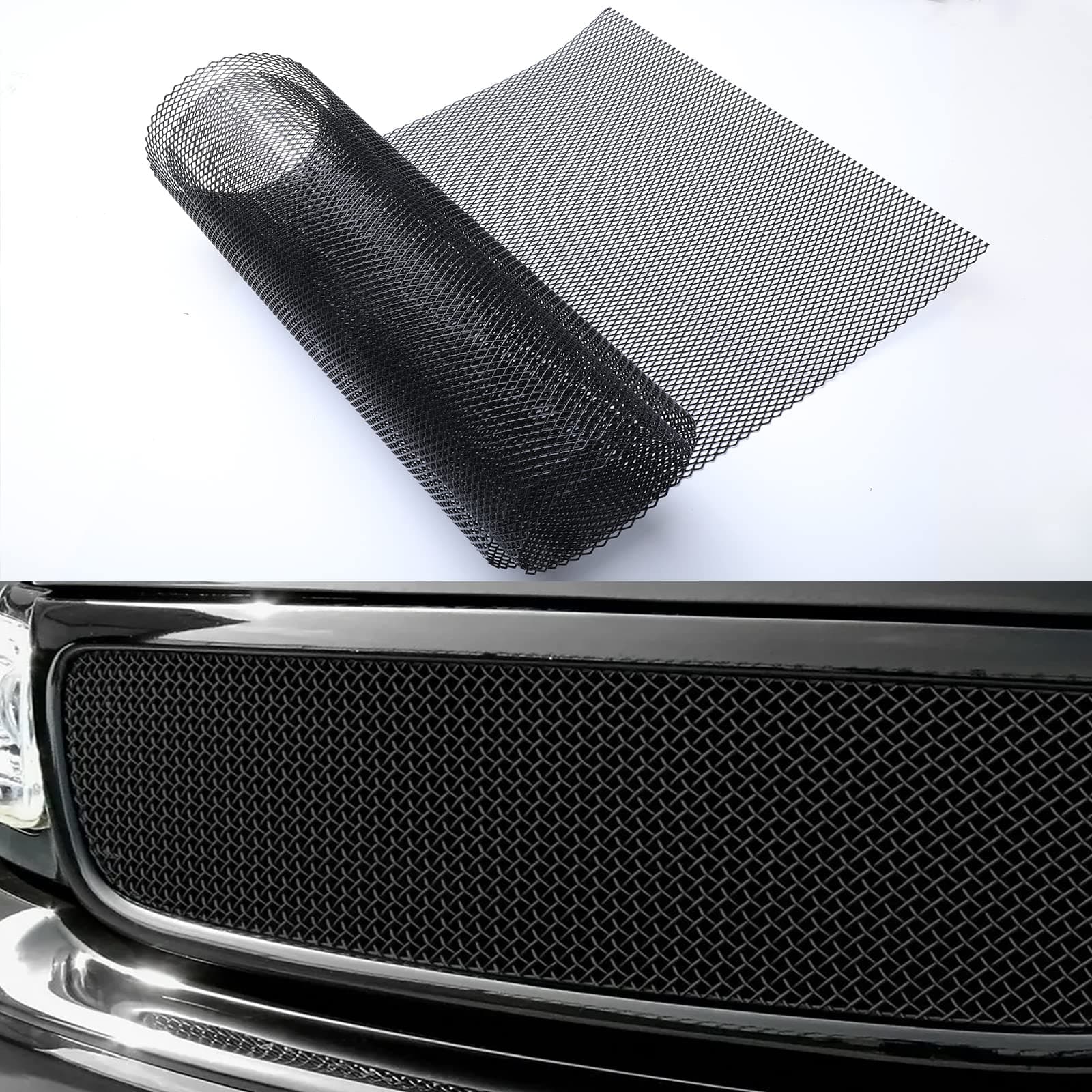 47"X16" Universal Black Metal Mesh: Aluminum Alloy 3 x 6mm Rhombic Hole Car Grill Mesh for Front Grille Insert Bumper