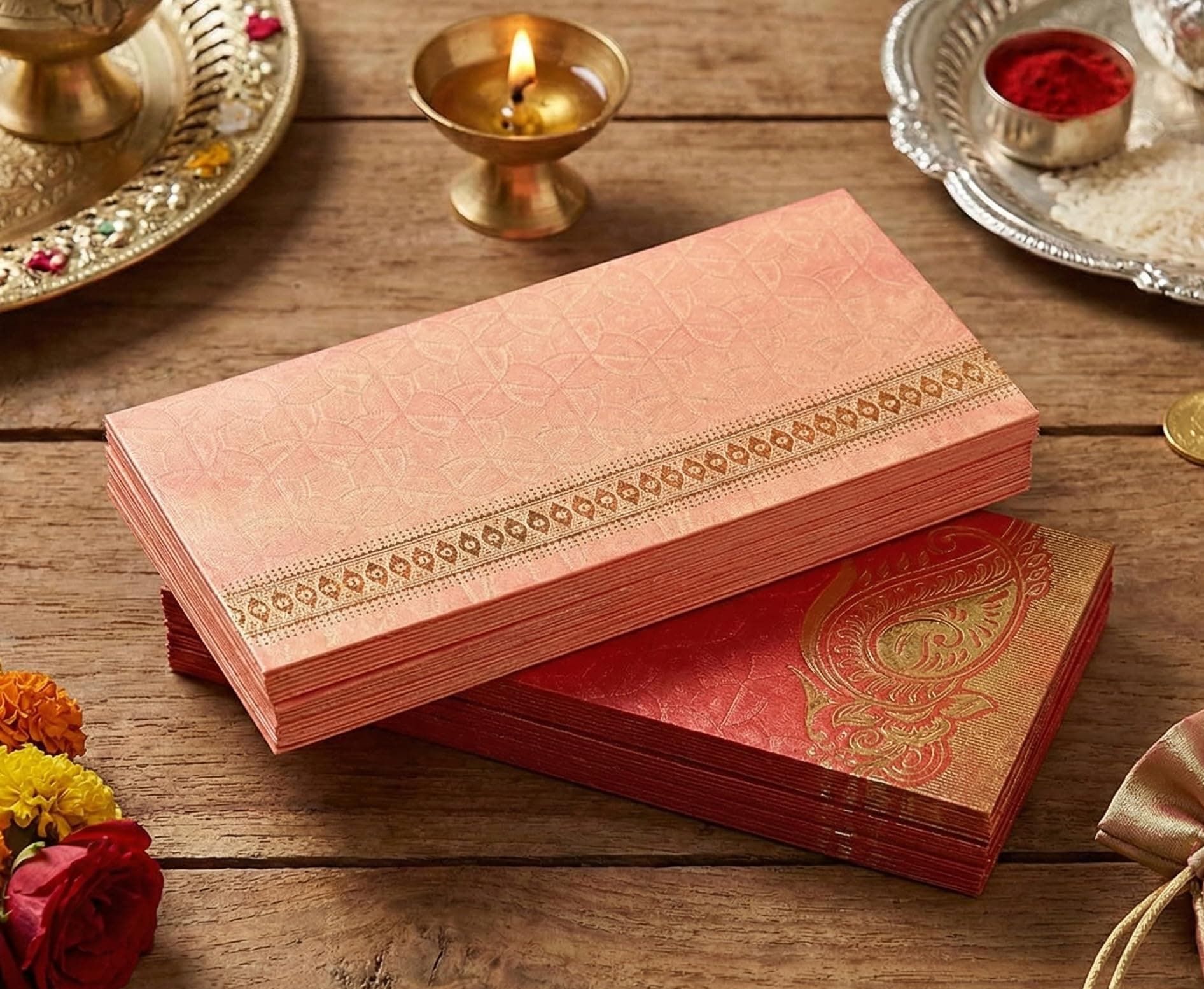 eSplanade Money Gift Envelopes Lifafa - Multi Color Pack of 50 Premium Designer Envelopes (Red, Pink)