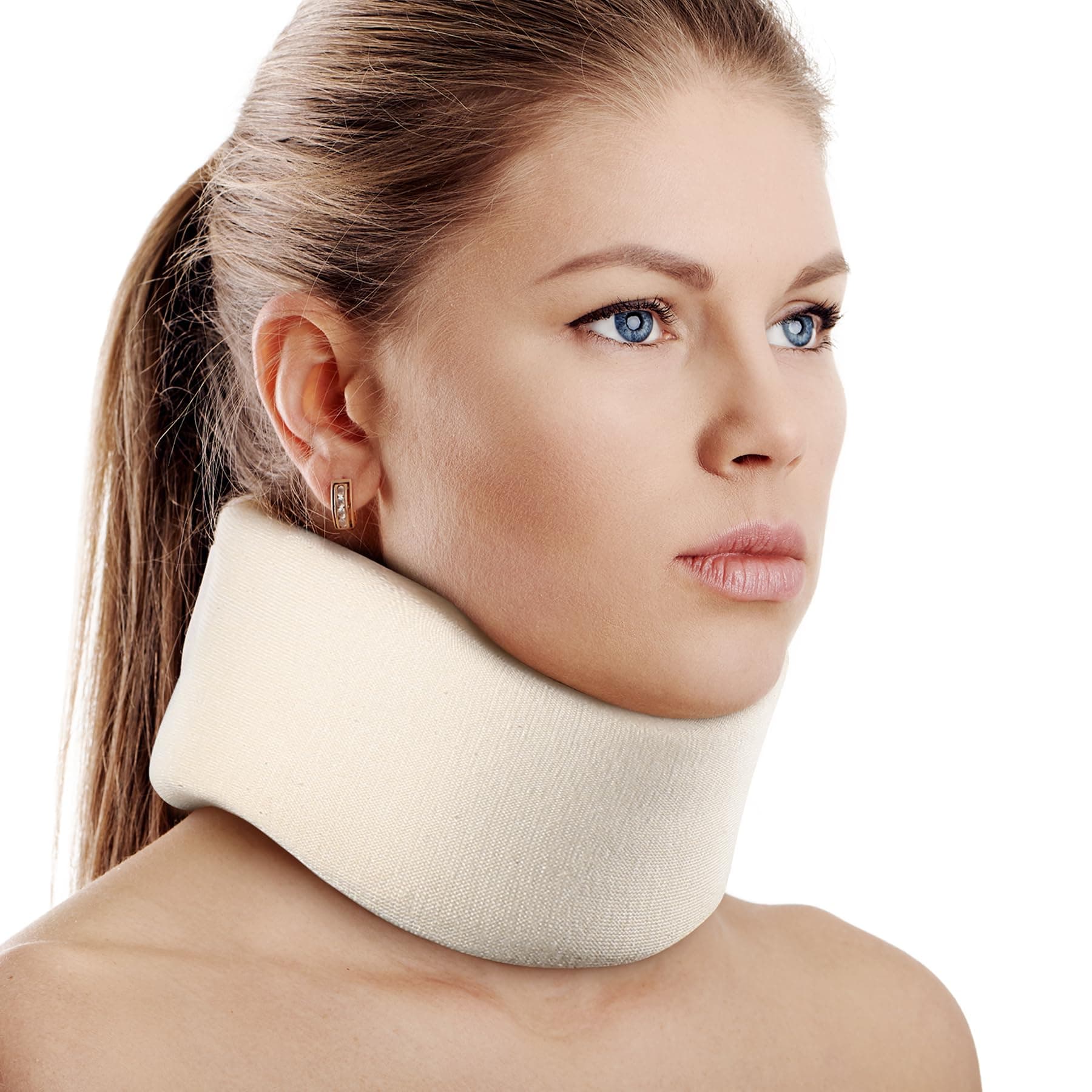Soft Foam Neck Brace Universal Cervical Collar, Adjustable Neck Support Brace for Sleeping - Relieves Neck Pain and Spine Pressure, Neck Collar After Whiplash or Injury (3" Depth Collar, M)