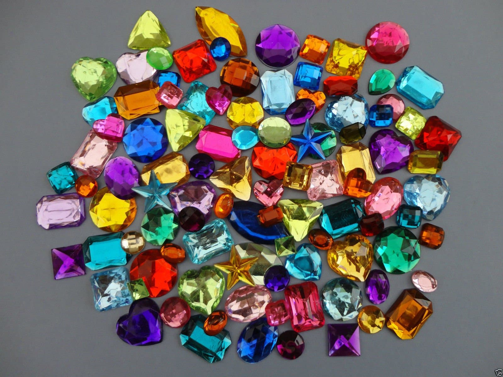 a2bsalesa2bsales Mixed Acrylic Jewels Gemstones Card Making Crafts Embellishments Large - Bag Size: 100G