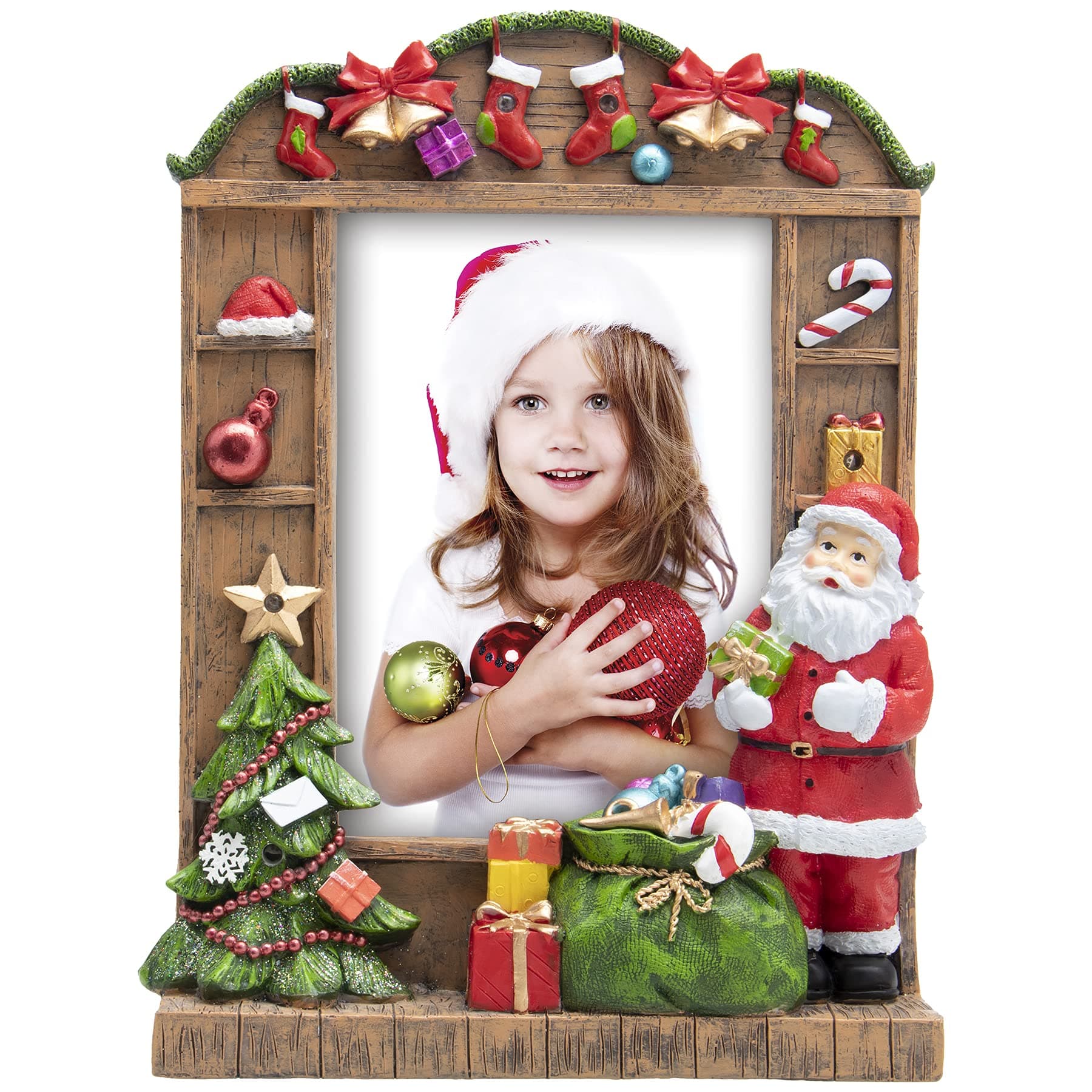 Light Up 5" x 7" Santa Christmas Resin Picture Frame