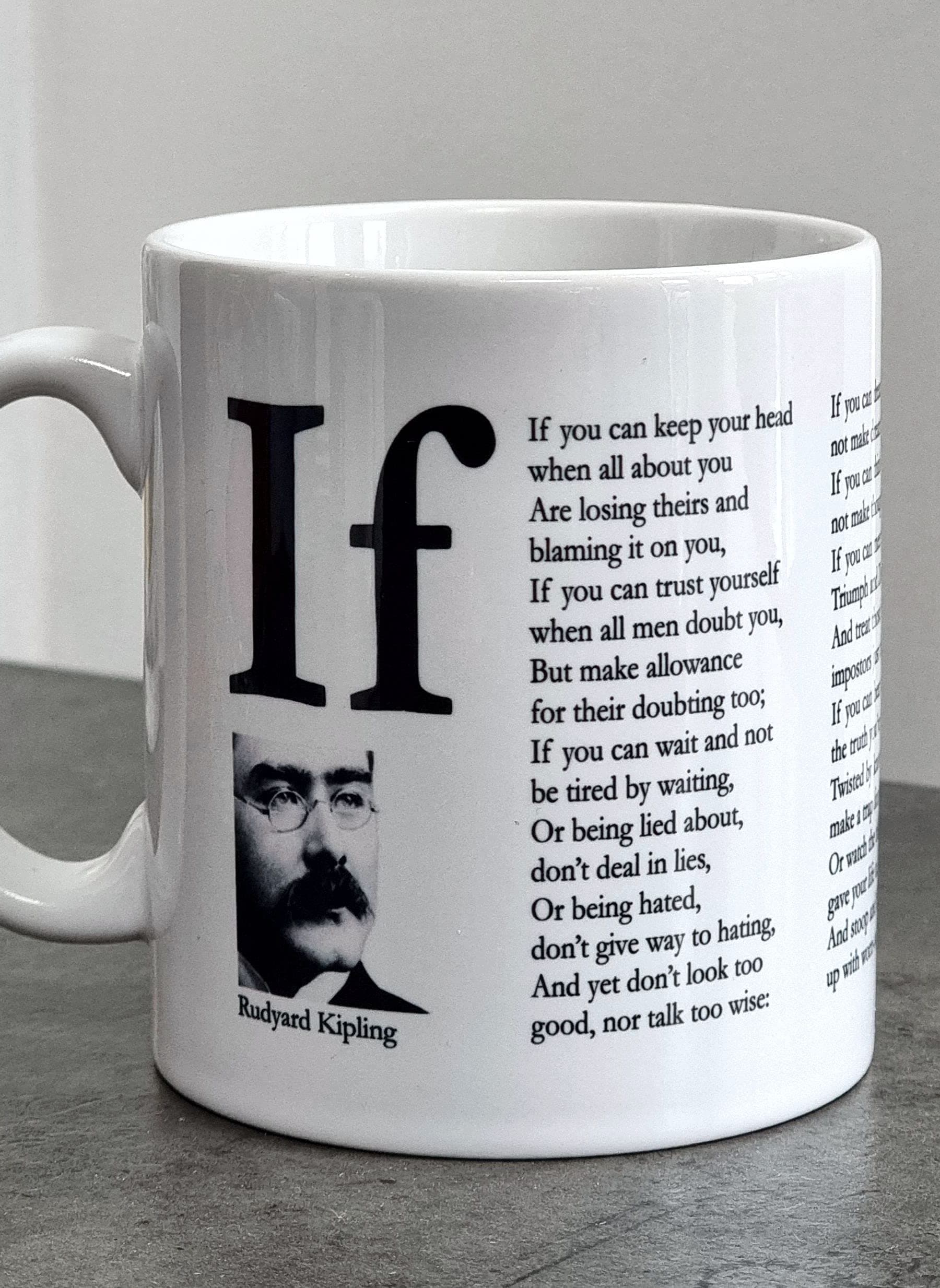 dutis Ceramic Poem Print Mug, 1E+1 Fluid Ounces, Black, Adult