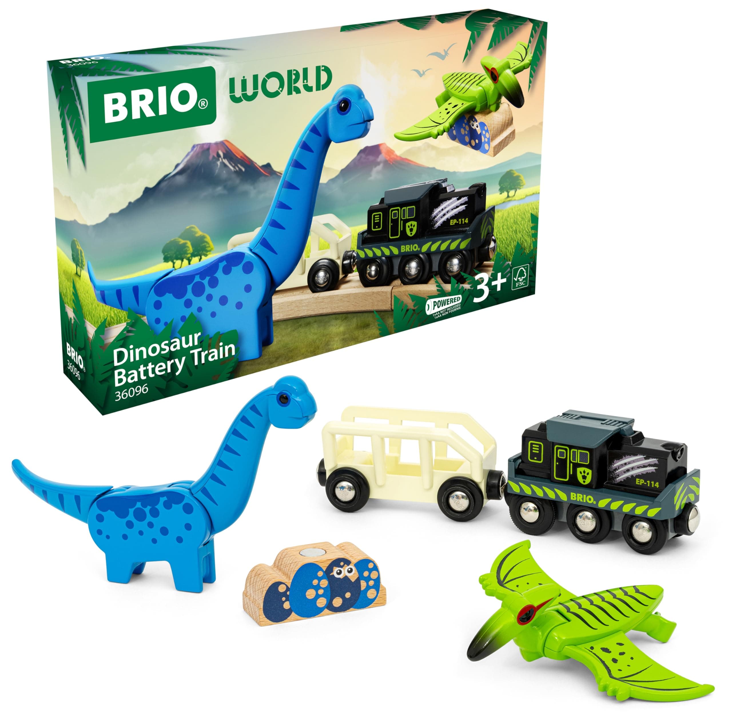 BRIO World Dinosaur Toy Train Battery Powered for Kids Age 3 Years Up - Railway Accessories and Add Ons