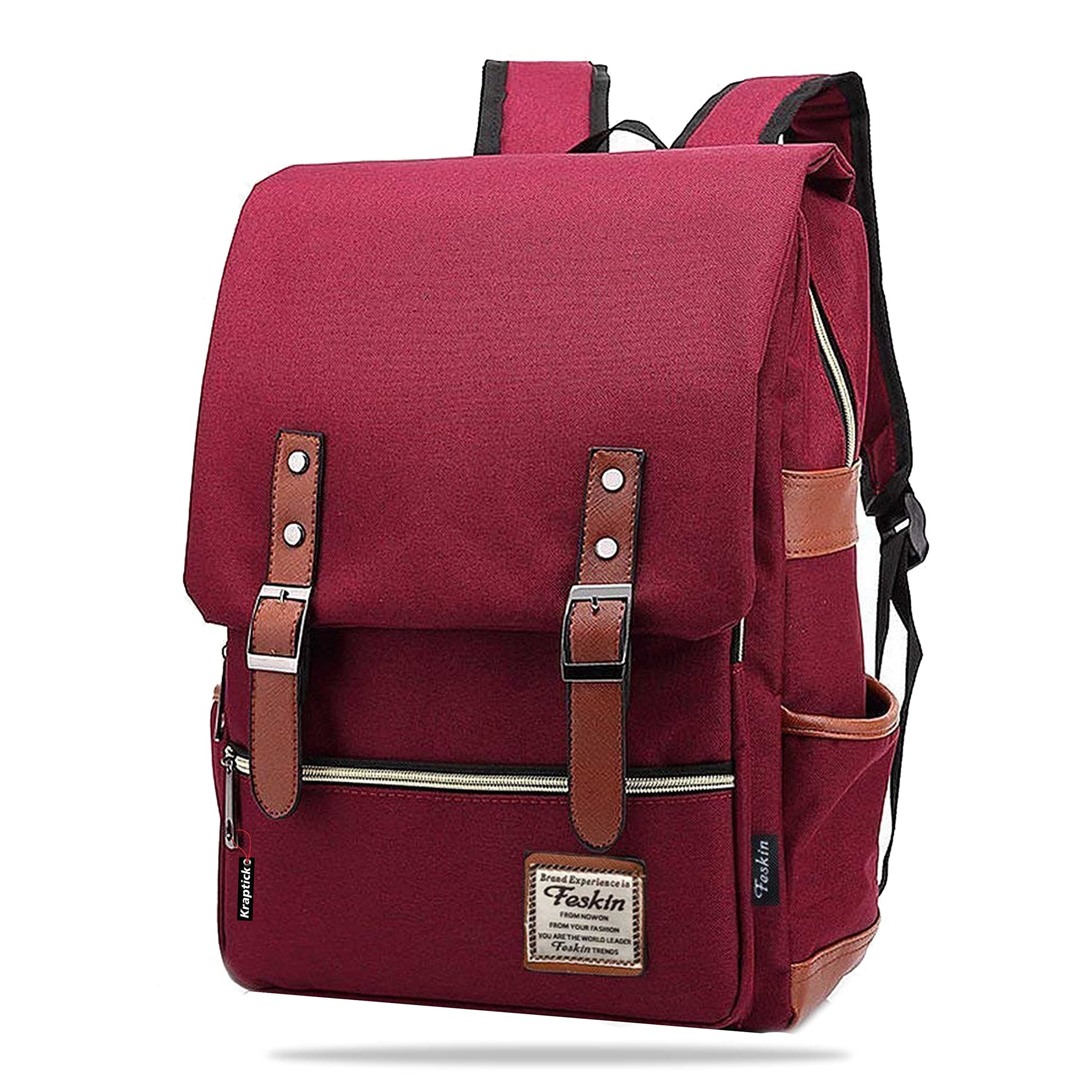 Kraptick Canvas Vintage Backpack for Laptop, For Men & Women Unisex Design, Multi-Purpose Bag, College Backpacks, Water Resistance Backpacks