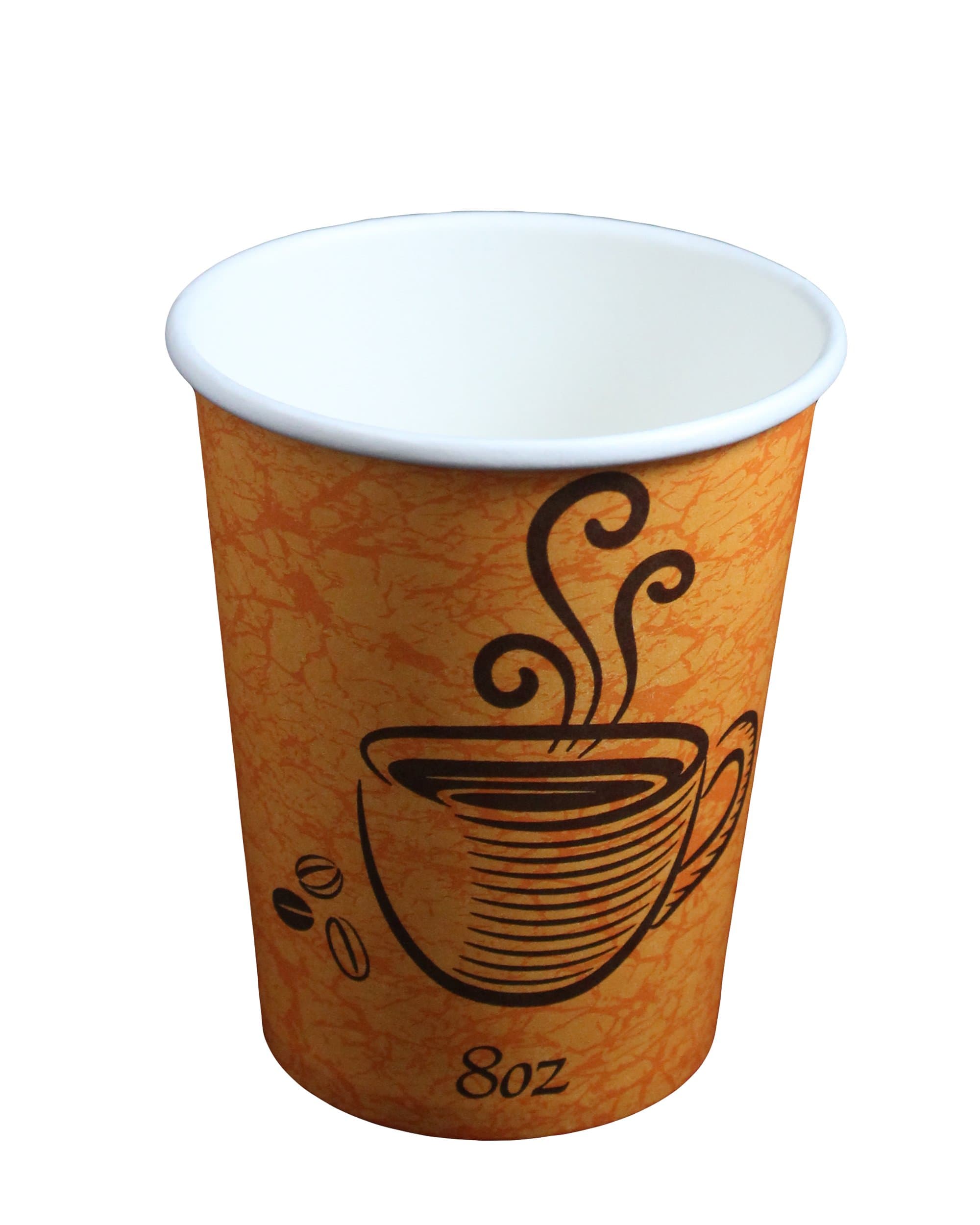 Disposable Paper Hot Coffee Tea Drinking Cups 8oz - 228ml (100 Pack)