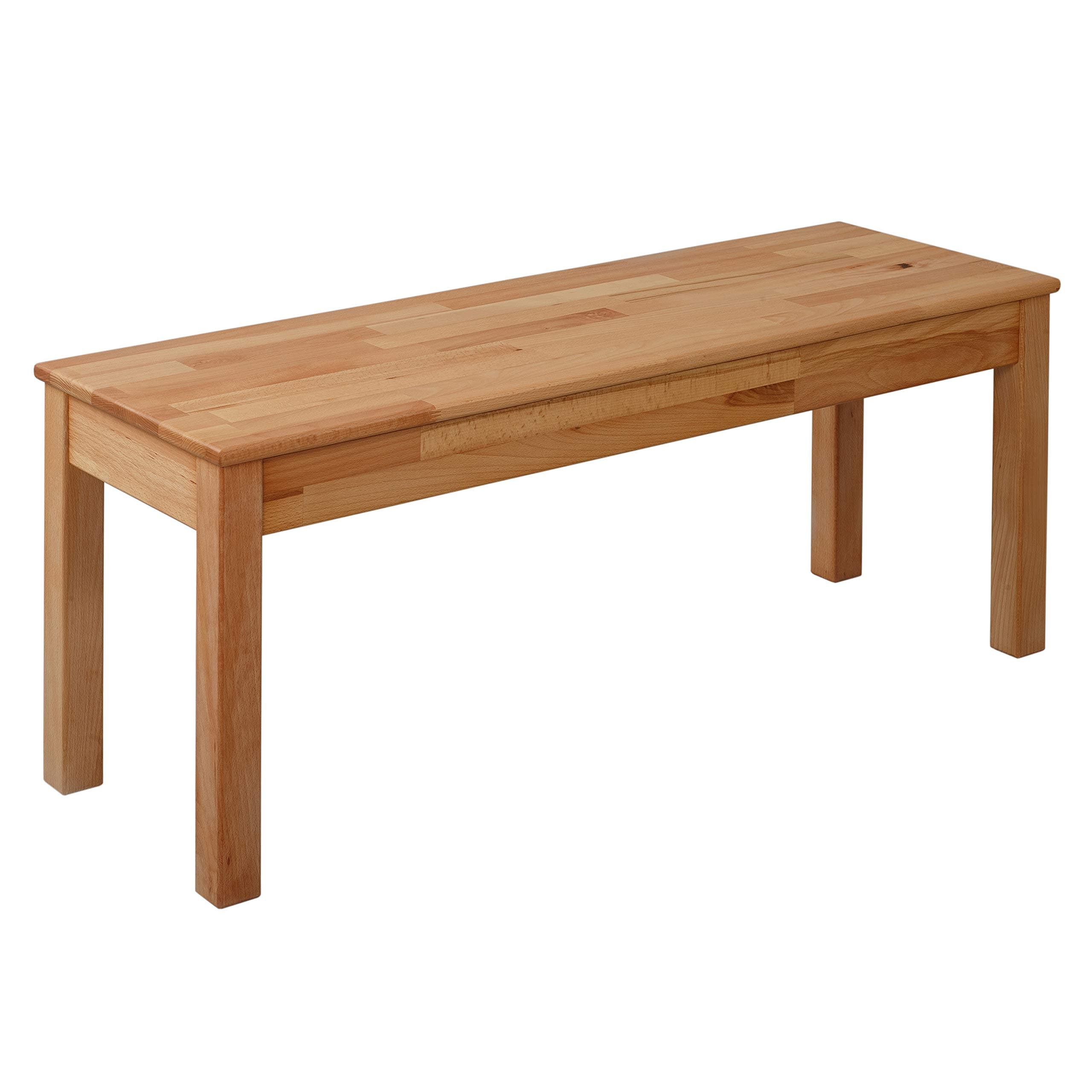 KROKWOOD Tomas Solid Wood Bench - Durable and Stable Wooden Dining Table Bench Seat - Mounting Hardware Included (Beech, 100x35x45 cm)