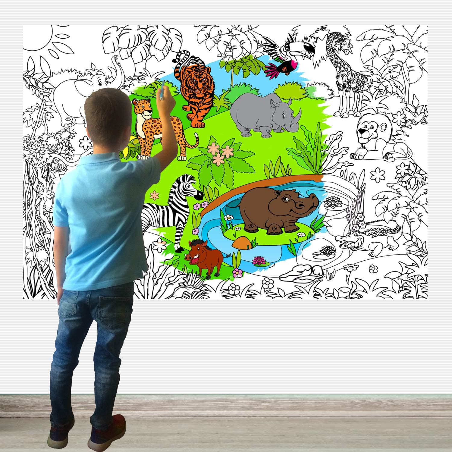 ALEX ArtGiant Coloring Poster - Animals Jumbo Table Wall Coloring Sheets - Super Huge Large Coloring Posters for Kids - Art Home Activities for Kids - Big Floor Pages to Color Size 38.5”x26.7”