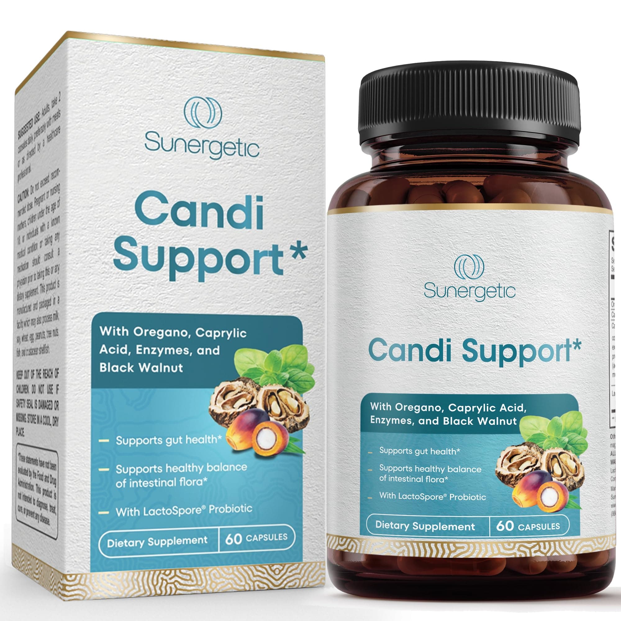 Premium Candida Cleanse Supplement – Candida Support Supplement with Oregano, Caprylic Acid, Black Walnut & Probiotics – Supports Gut Health, Digestion & Intestinal Flora - 60 Candi Support Capsules