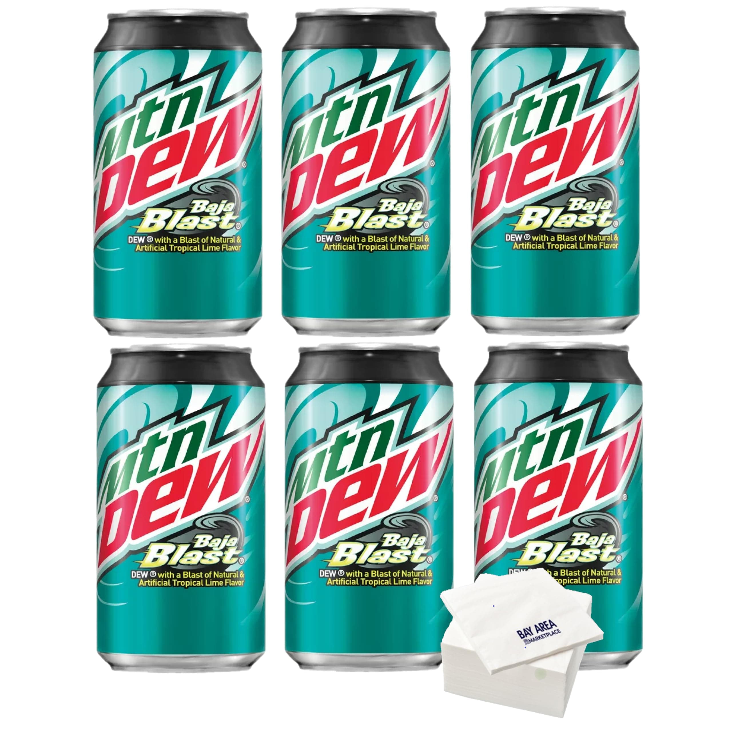 BAY AREA MARKETPLACE Mountain Dew Flavored Soda,12oz cans (Baja Blast) (6 count)