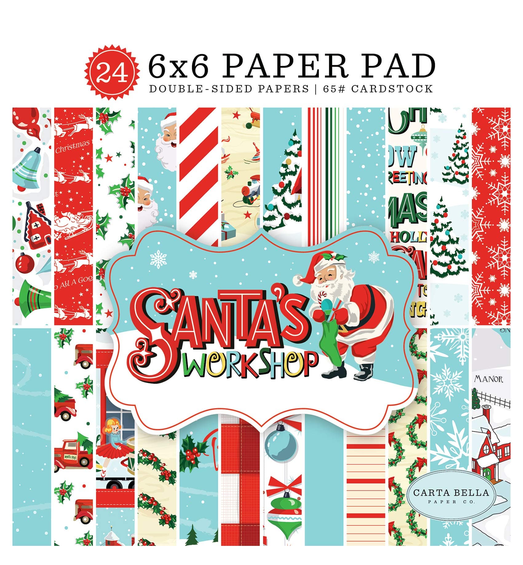 Carta Bella Paper Company Santa's Workshop 6x6 Pad paper, red, green, black, blue