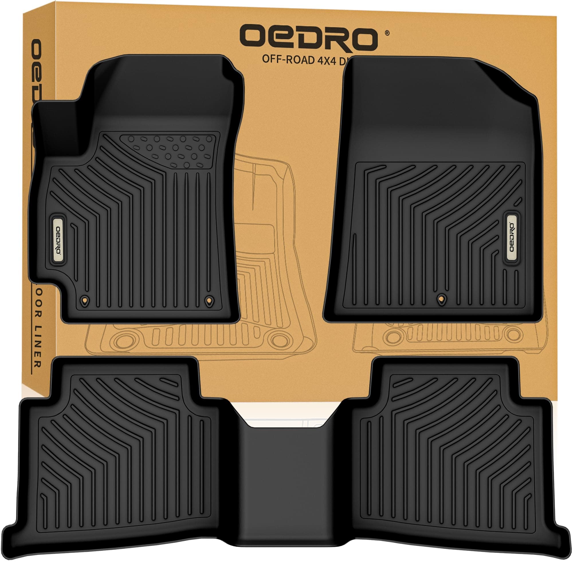 OEDRO Floor Mats 2 Row Liner Set Black Compatible with 2021 2022 2023 Kia Seltos, Custom Fit All Weather Rubber Car Floor Liners
