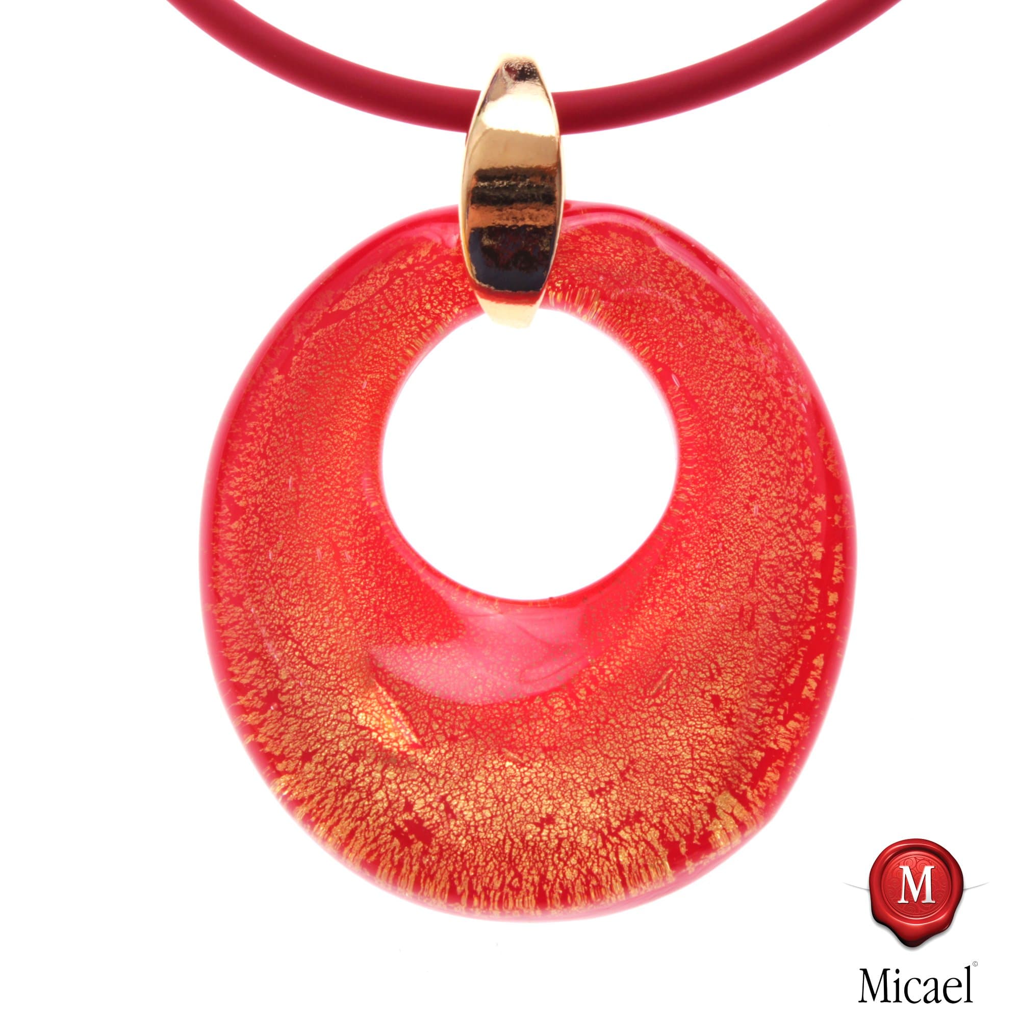 Noble Murano Glass medal Model "Grande Galina"-rot-gold