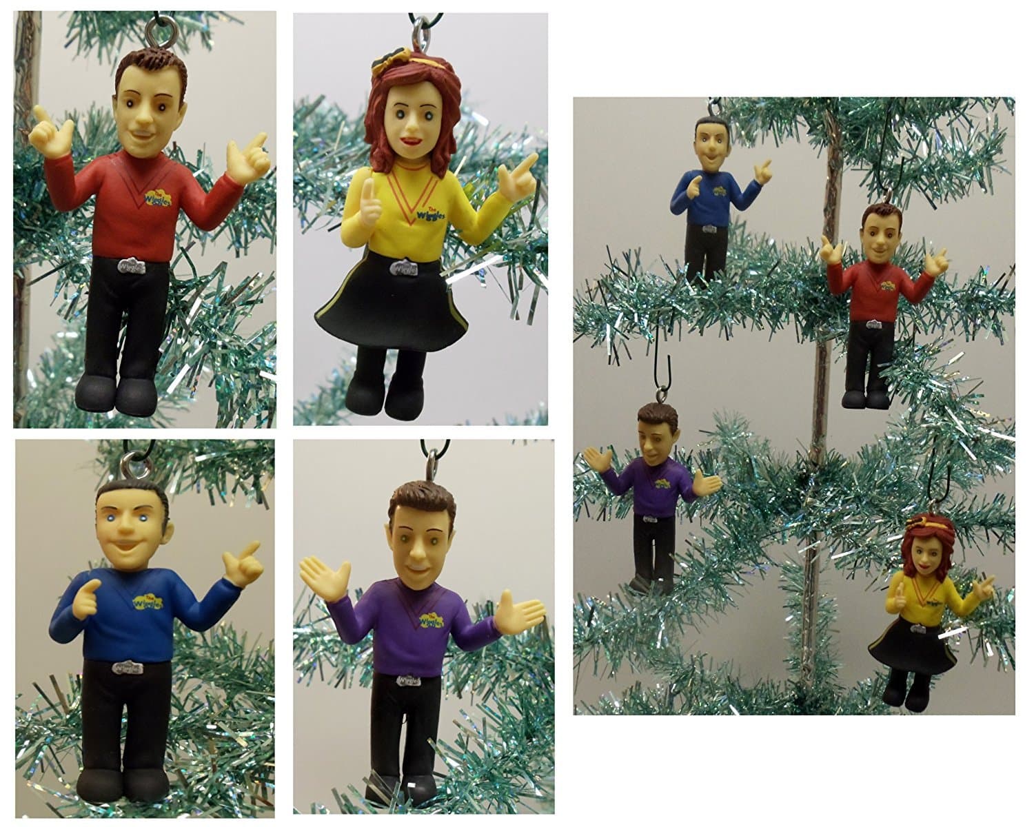The Wiggles 4 Piece Holiday Christmas Ornament Set Featuring Emma, Simon, Anthony and Lachain - Shatterproof Plastic Design Ranging from 2.5" to 3" Tall